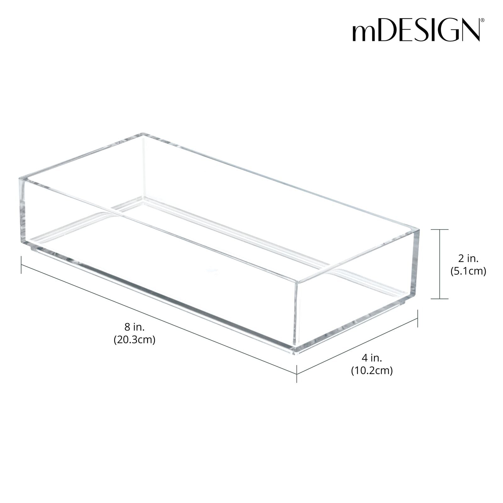 mDesign Stackable Makeup Organizer Set of 3 - Clear Cosmetic Storage Boxes for Nail Polish, Lipstick & Beauty Products - Bathroom & Bedroom Organization Solutions