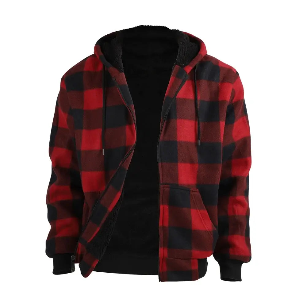 Men's Plaid Sherpa Lined Sweatshirt - Warm Flannel Shirt Jacket for Winter, Cozy Fleece-Lined Pullover for Outdoor Activities & Casual Wear