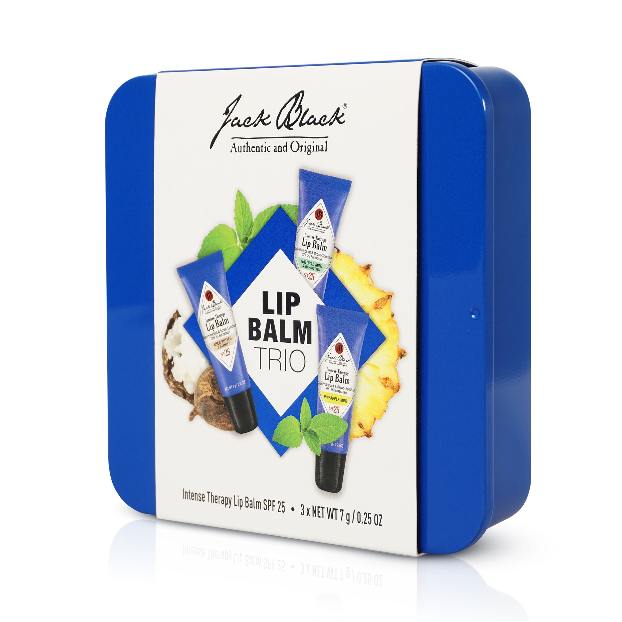 Jack Black Lip Balm Trio - Natural Moisturizing Lip Care Set for Dry & Chapped Lips - Perfect for Travel, Outdoor Activities & Daily Hydration