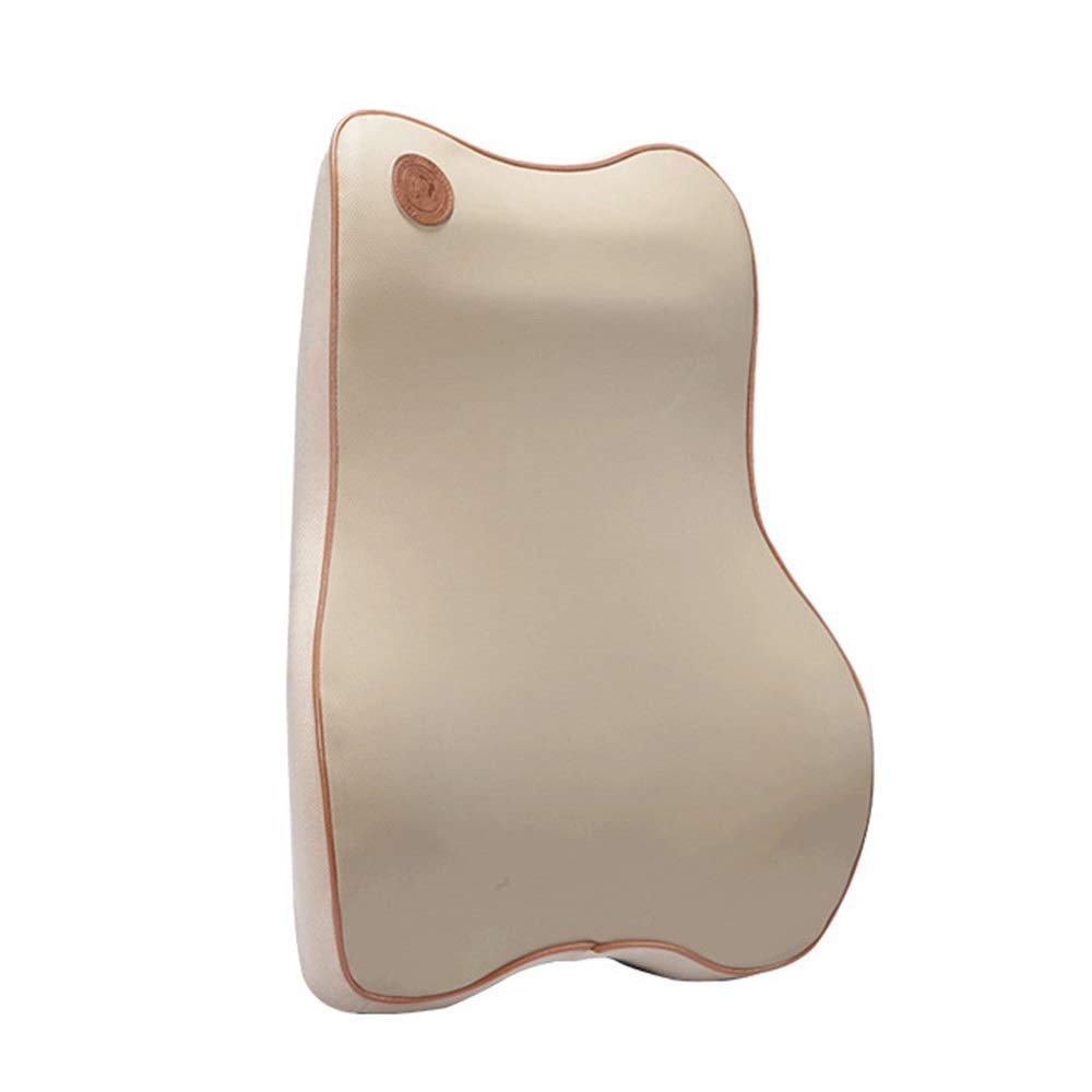 Premium Memory Foam Lumbar Support Pillow for Car & Office Chair - Ergonomic Back Cushion for Posture Correction & Pain Relief (Beige, 18x16x5 Inches) - Ideal for Long Drives, Work from Home & Back Comfort