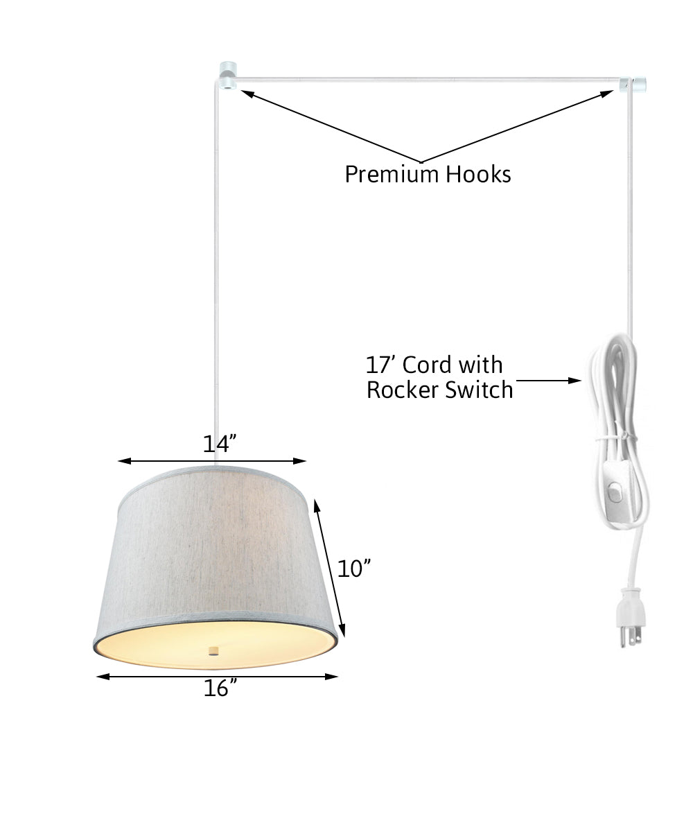 10W 2-Light Plug-In Pendant Light with Diffuser - Textured Oatmeal Finish & White Cord - Perfect for Kitchen Island, Dining Room, or Bedroom Lighting