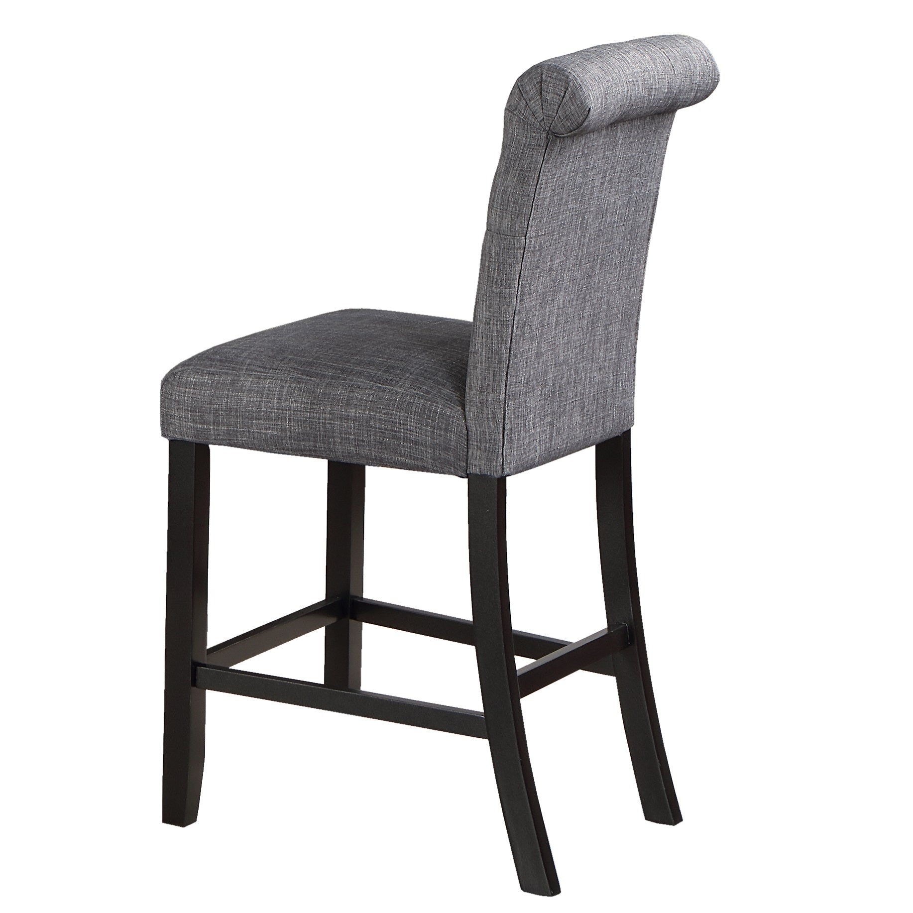 Set of 2 Charcoal Fabric Counter Height Dining Chairs with Plush Cushion & Tufted Back - Modern Kitchen Bar Stools for Breakfast Nook, Dining Room, and Small Space