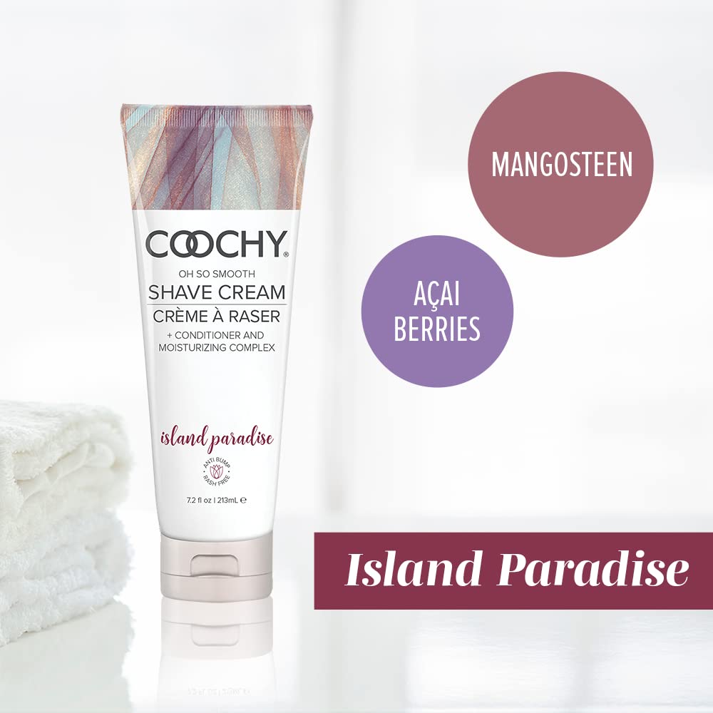 Coochy Rash-Free Shave Cream & After Shave Mist for Sensitive Skin | Anti-Bump Shaving Gel with Moisturizing Complex | Tightens Pores | Island Paradise & Botanical Blast Scent | Pack of 2 | Perfect for Smooth Legs, Bikini Line & Underarms