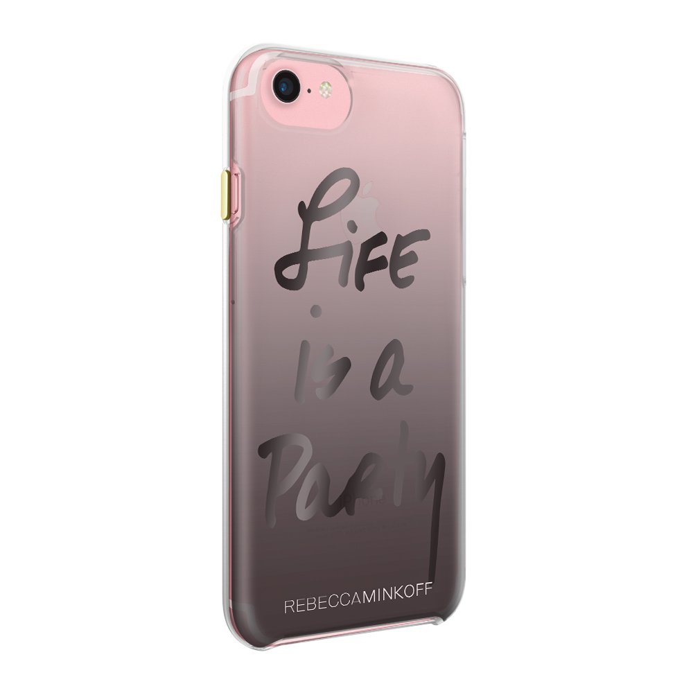 Rebecca Minkoff Designer iPhone 7 Case - Double Up Protective Phone Cover [Life is a Party Black/Black Foil] | Slim Shockproof Cover for Everyday Use, Work & Travel