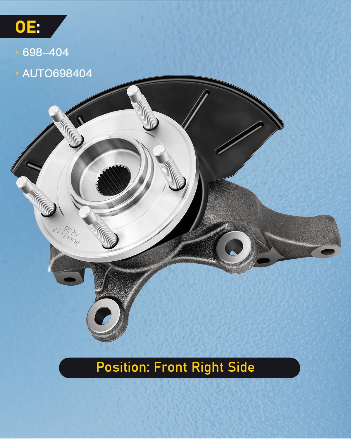 OCPTY Front Passenger Side Wheel Hub Bearing & Steering Knuckle Assembly - Compatible with 2005-2012 Ford Escape, Mazda Tribute, Mercury Mariner 2.3L 2.5L 3.0L (Part# 698-404) - Smooth Ride & Precise Steering for Daily Commute & Highway Driving
