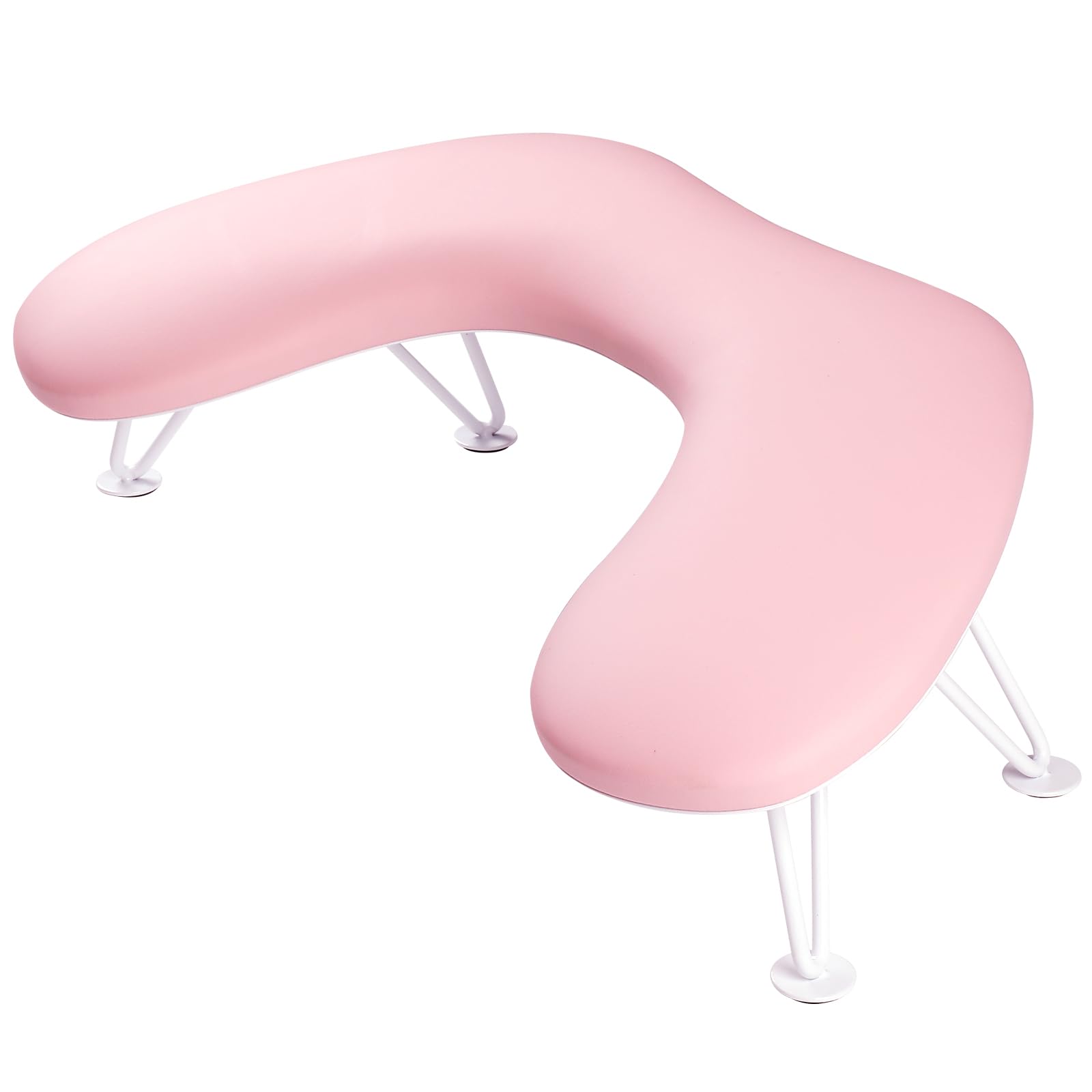 ANGNYA U-Shaped Nail Tech Arm Rest - Microfiber PU Leather Hand Rest Pillow with Detachable Brackets for Acrylic & Gel Nails - Perfect for Salon Professionals & Home Manicures (Pink)