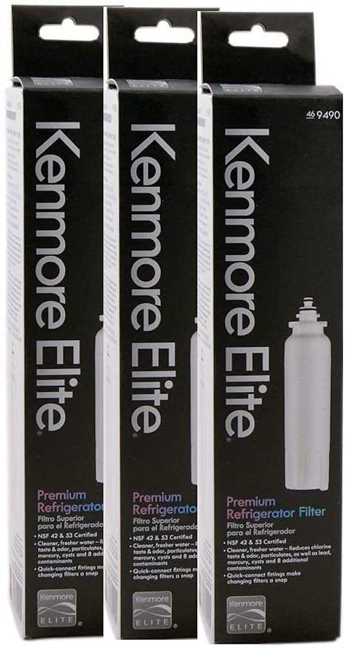 Kenmore Elite 9490 OEM Refrigerator Water Filter 3-Pack - Replacement for Refrigerator Water Filters - Clean & Safe Drinking Water for Home & Office Use