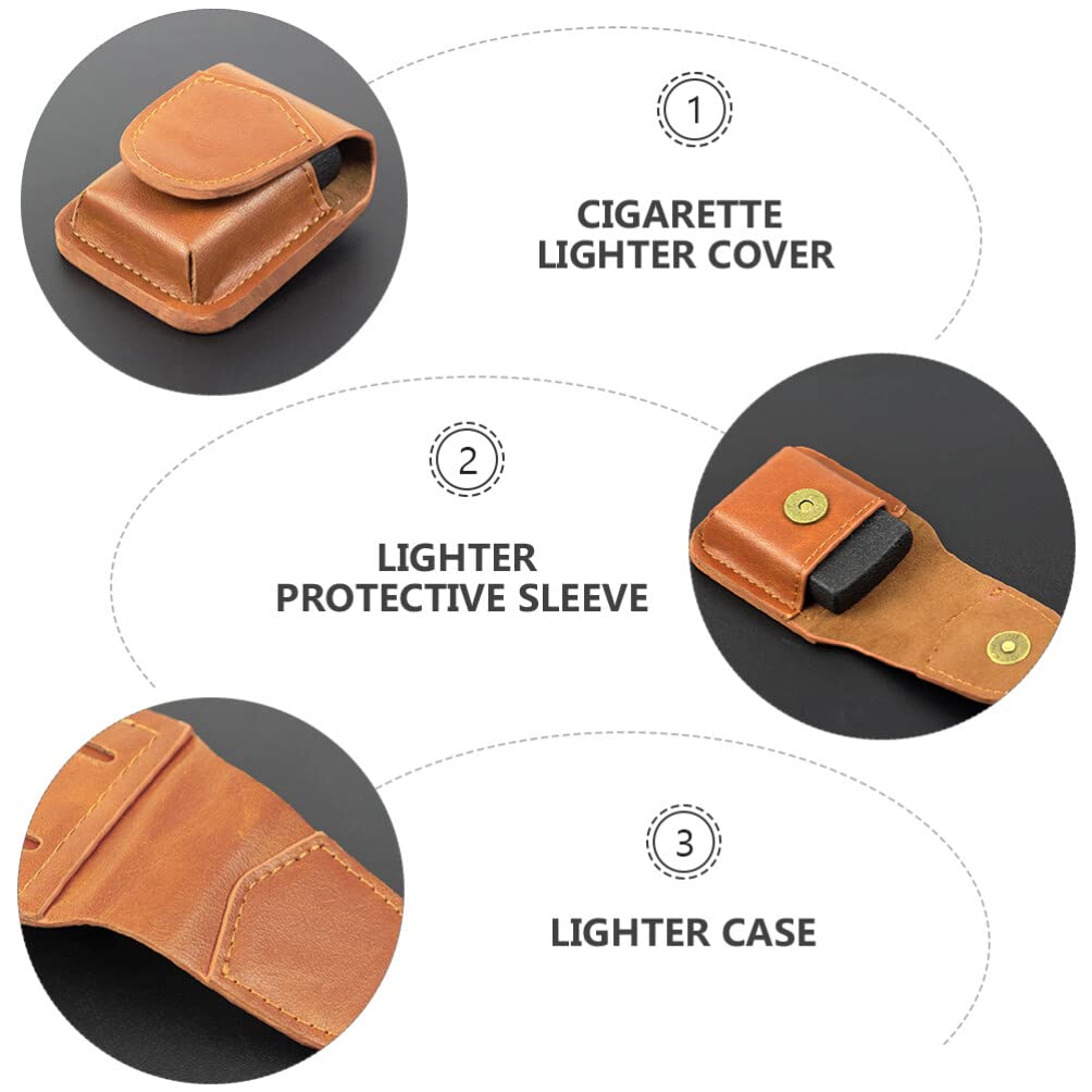 BESTonZON Genuine Leather Lighter Case with Magnetic Buckle - Handcrafted Cowhide Pouch Holder for Zippo Lighters, Belt Pouch Waist Bag & Coin Purse - Anti-Scratch Storage Case for Outdoor, Camping, Hiking & Costume Accessories (Brown)