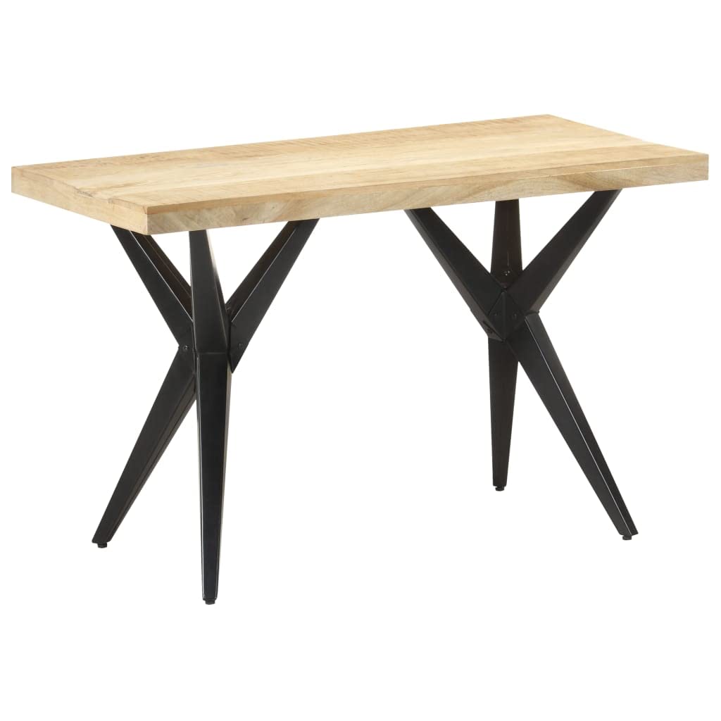 Vintage 47.2 Inch Rectangular Wood Dining Table with Sturdy Metal Base - Solid Wood Kitchen Table for 4 People - Rustic Farmhouse Dining Room Furniture for Family Meals, Dinner Parties & Small Space Homes (Natural Finish)