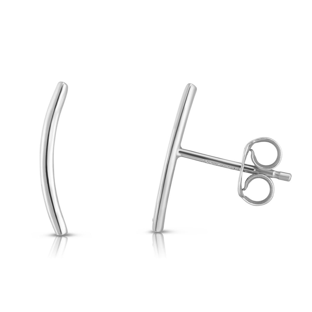 14K Gold White Finish Arched Earrings for Women with Push Back Clasp - Elegant Dangle Earrings for Parties, Weddings & Everyday Wear