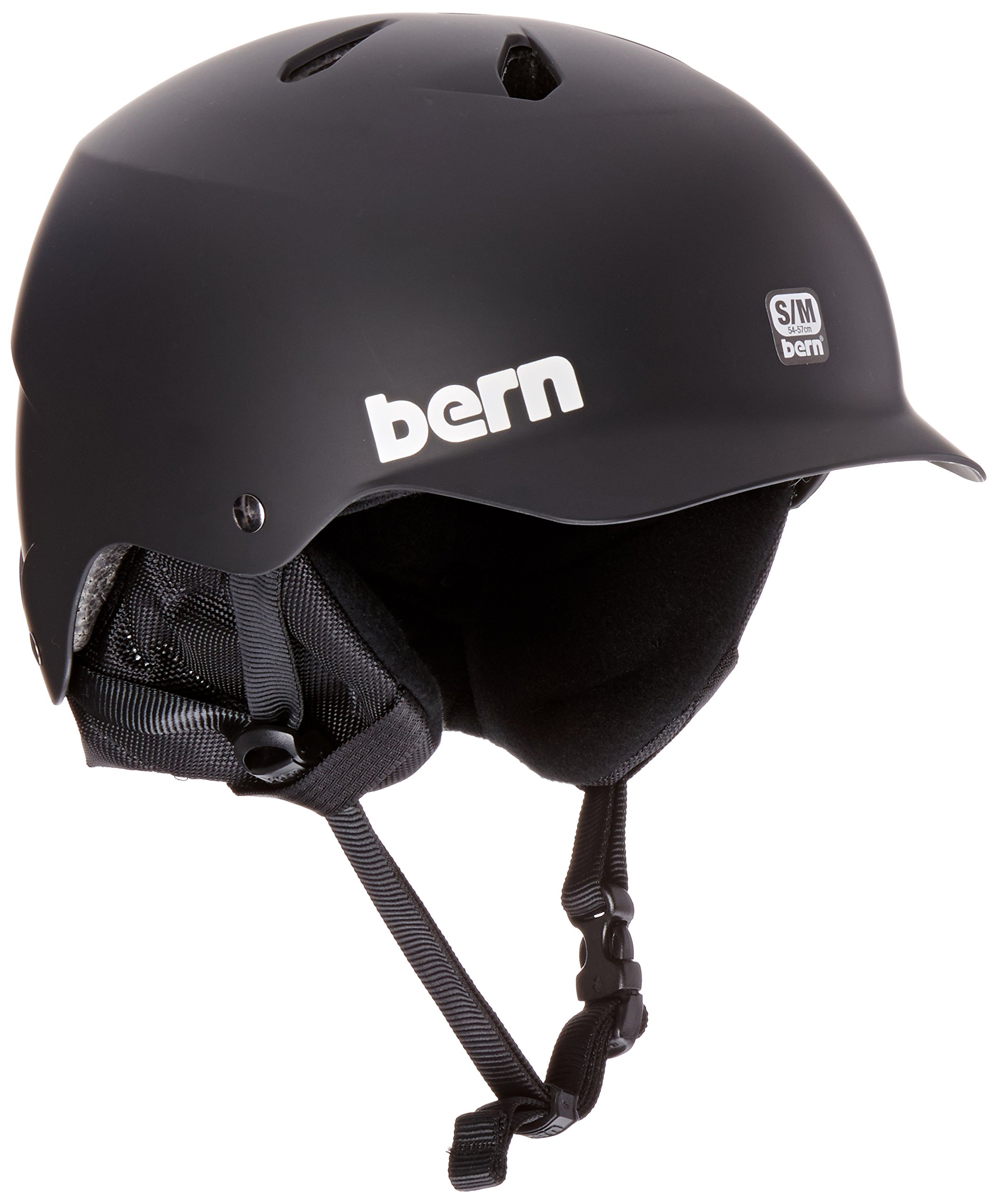 Bern Watts Thinshell Snow Helmet with 8Tracks Audio - Matte Black/Black Cordova for Men (Size S/M) - Lightweight Winter Sports Helmet for Skiing, Snowboarding & Outdoor Adventures