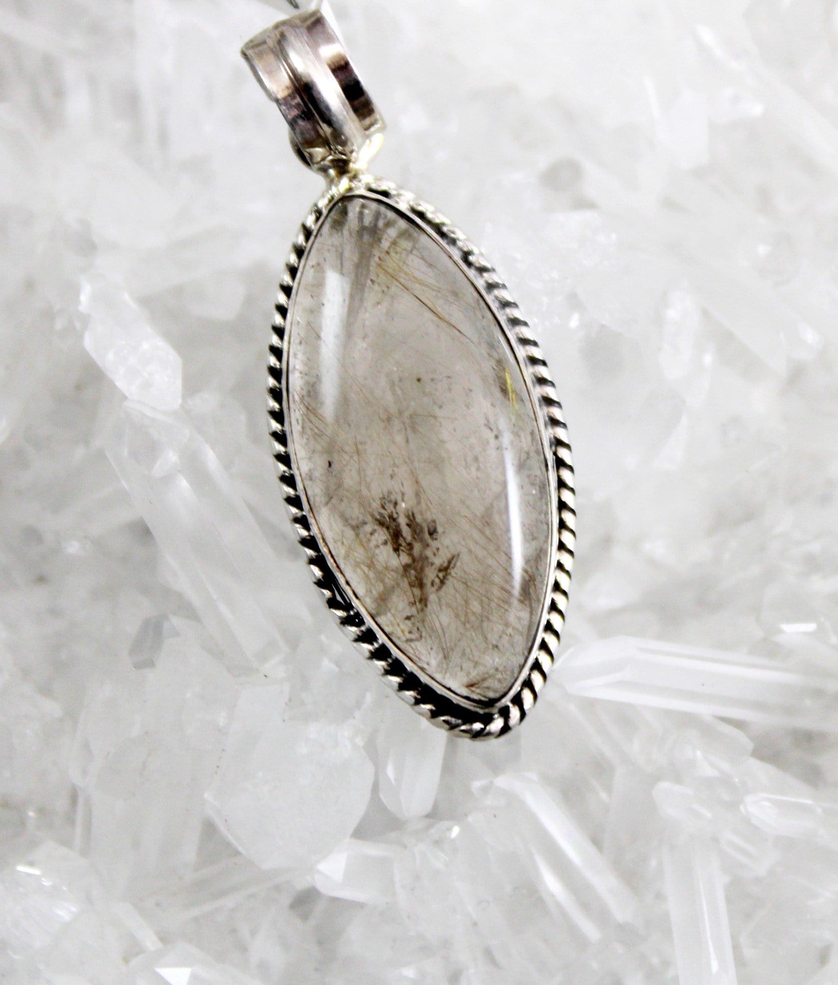 0.925 Sterling Silver Copper Rutile Quartz Pendant Necklace - Healing Crystal Jewelry for Meditation, Energy Work & Spiritual Gifts