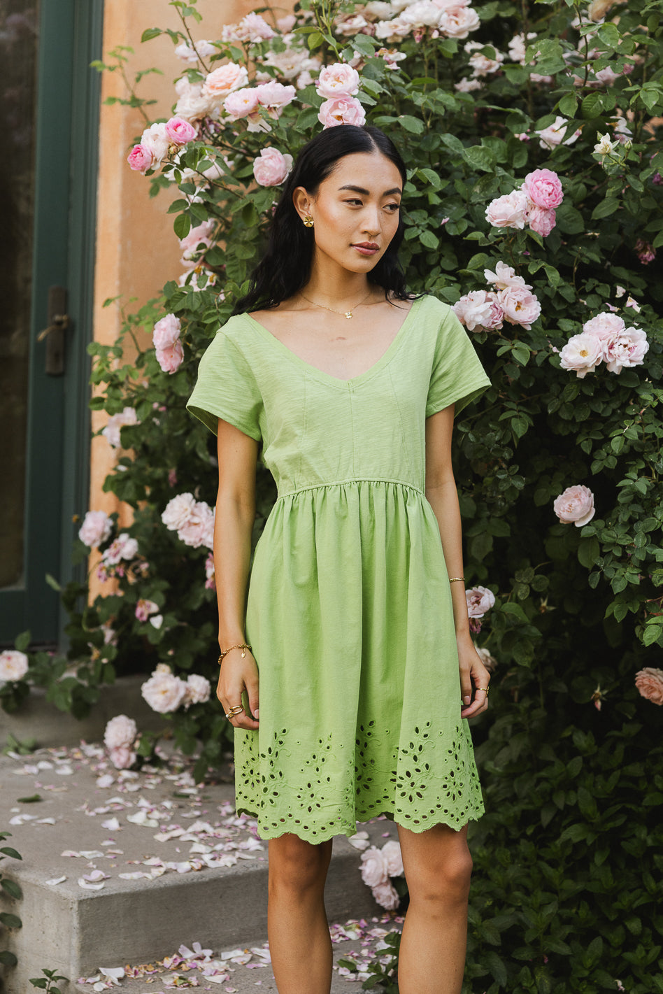 Aria Green Eyelet Lace Mini Dress - Women's Floral Summer Dress for Beach, Wedding & Party | Final Sale