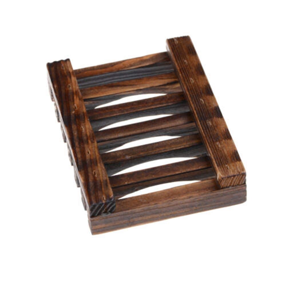 Vintage Charcoal Wooden Soap Dish - Natural Bathroom Soap Holder with Drainage, Eco-Friendly Soap Saver Tray for Shower, Sink Counter & Vanity Organizer
