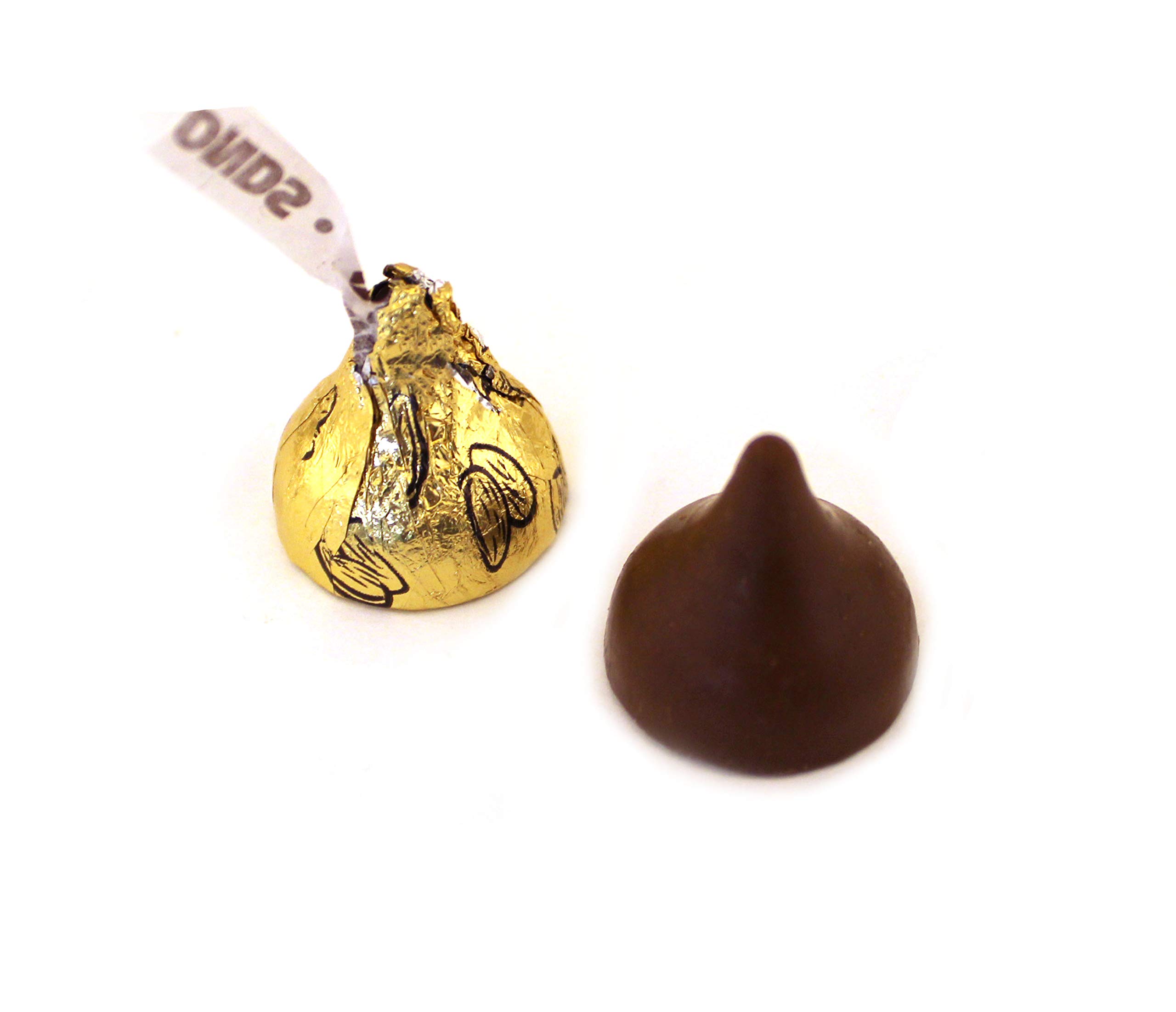 LaetaFood KISSES Milk Chocolate with Almond Candy - 2 Pound Bulk Bag of Gold Foil Wrapped Chocolates - Perfect for Valentine's Day Gifts, Party Favors & Holiday Treats