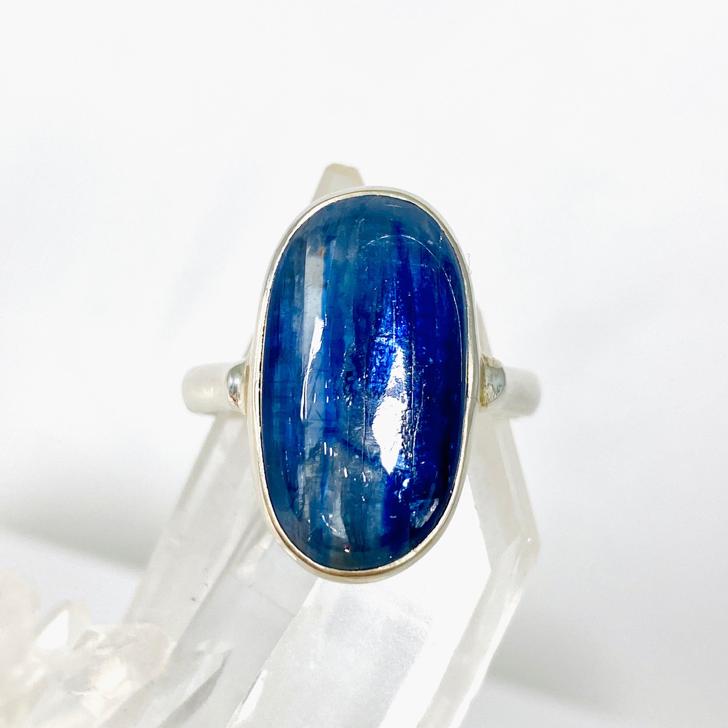 Kyanite Oval Ring Size 9 - KRGJ2695 | Elegant Blue Gemstone Jewelry for Women, Perfect for Weddings & Special Occasions