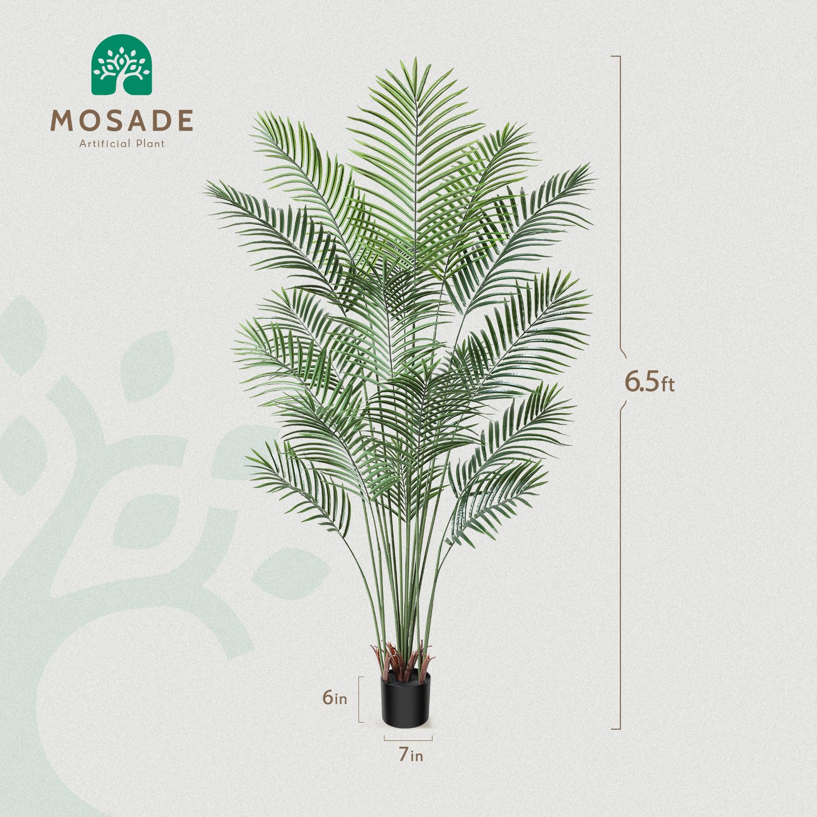 MOSADE 6.5FT Artificial Areca Palm Tree with Handwoven Seagrass Basket - Realistic Fake Tropical Plants for Home Decor, Office, Porch - Perfect Tall Faux Dypsis Lutescens for Entryway, Living Room & Gift (2-Pack)