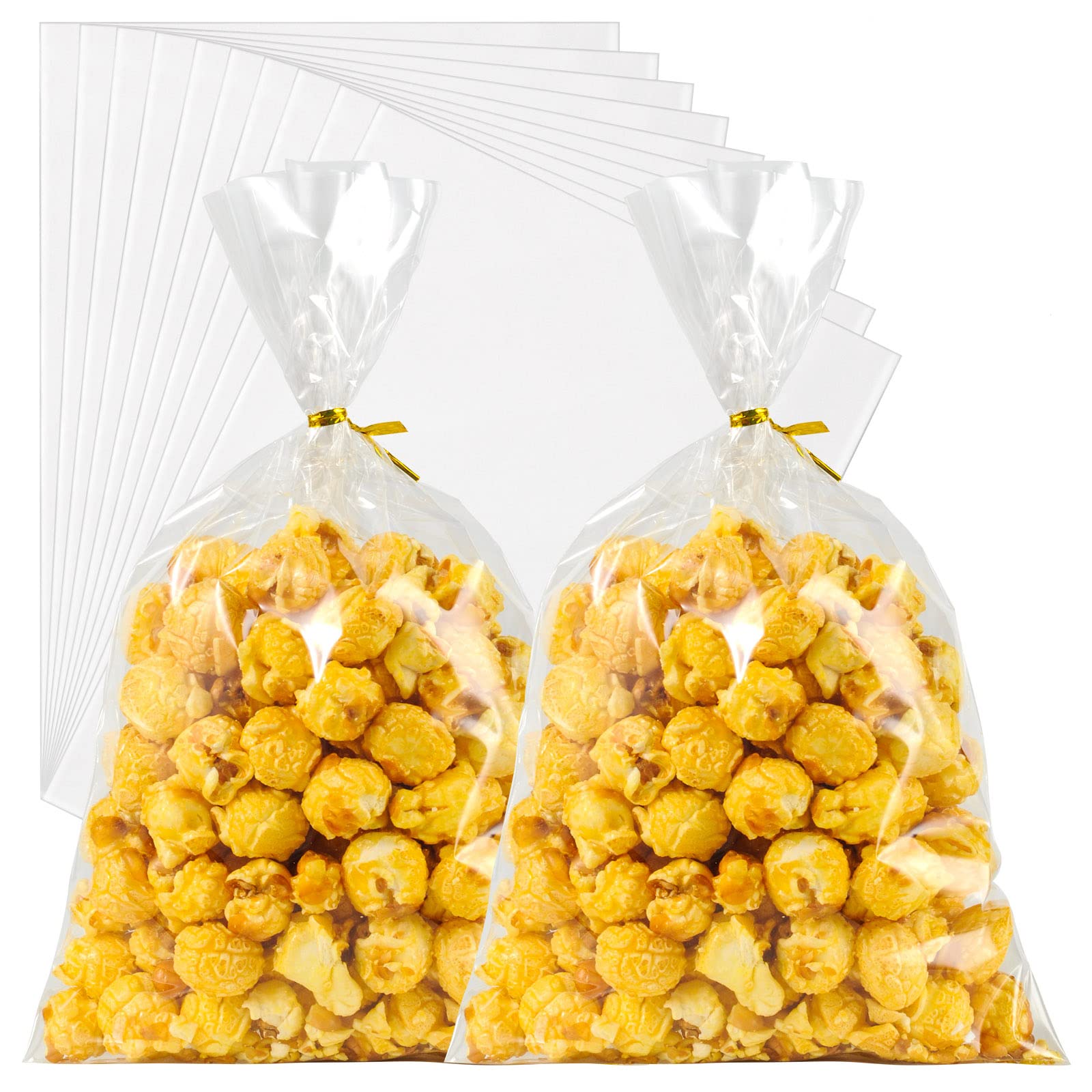 200 Pack 6x10 Inch Clear Plastic Cellophane Bags with 3