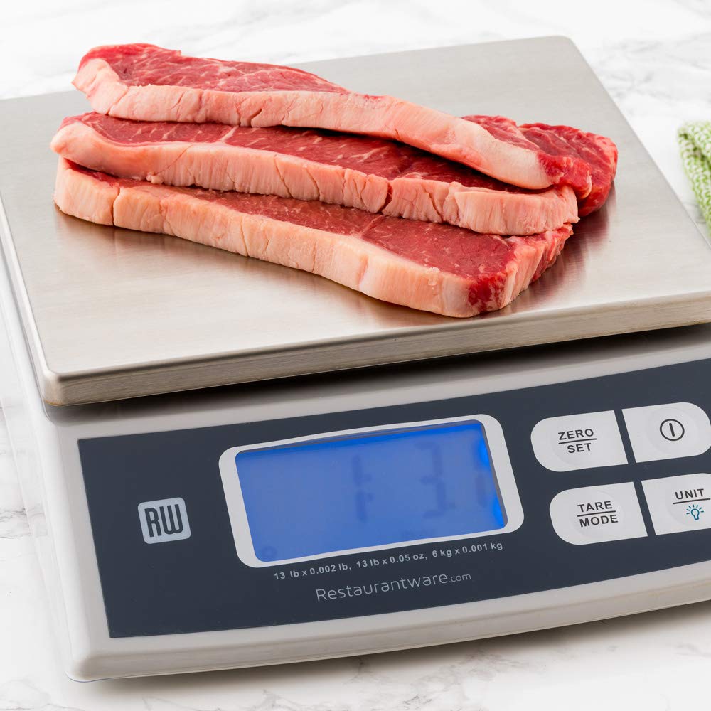 Restaurantware Met Lux 13 lb Digital Portion Control Food Scale - Stainless Steel Kitchen Scale with LCD Display, 4 Weighing Units for Precise Cooking & Baking | Perfect for Meal Prep, Portion Control, and Home Kitchen Use