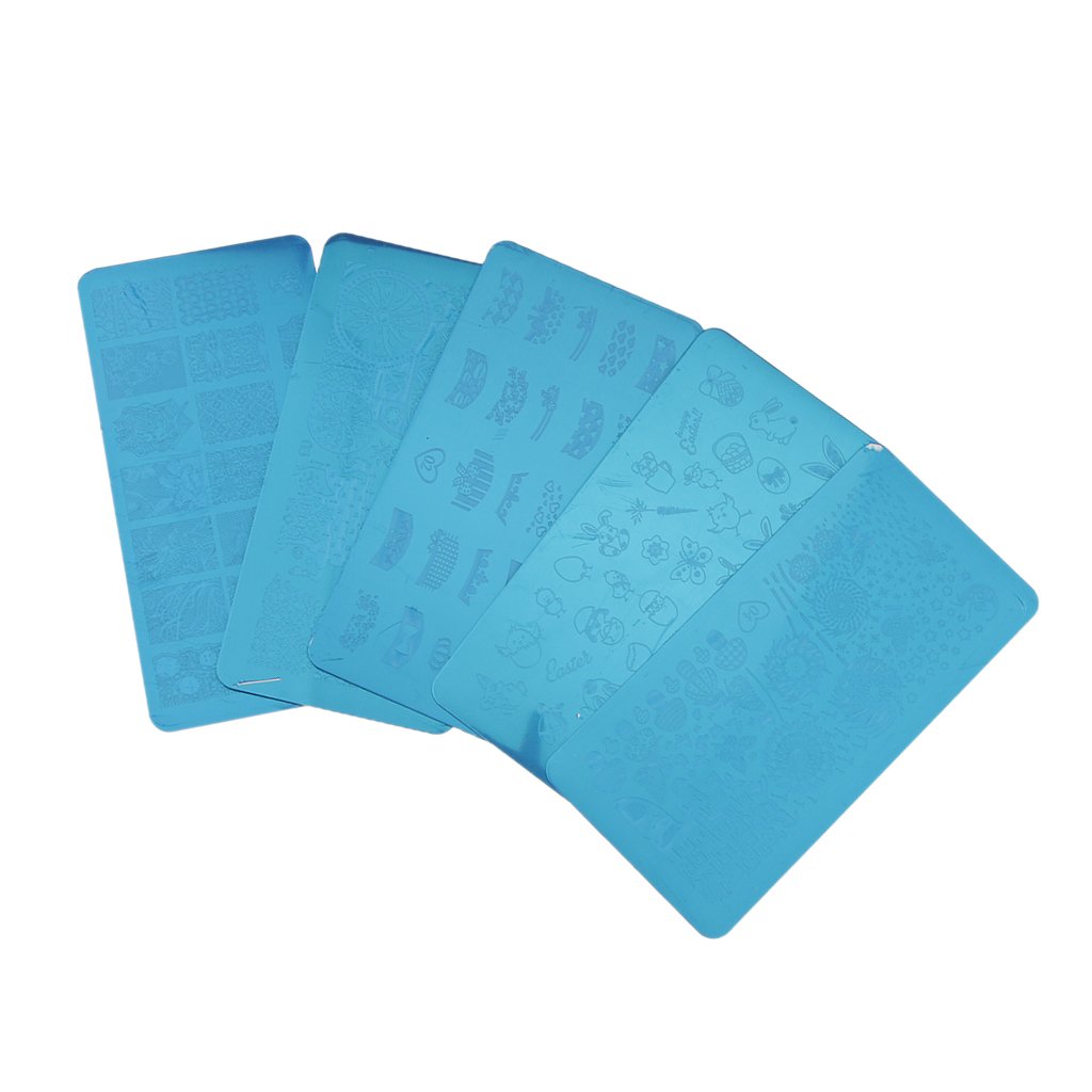 5-Piece Nail Art Stamping Plates Set - Professional Manicure Image Templates with 5 Unique Designs (#1-5) for Salon & DIY Nail Designs at Home | Perfect for French Tips, Floral Patterns & Holiday Nail Art