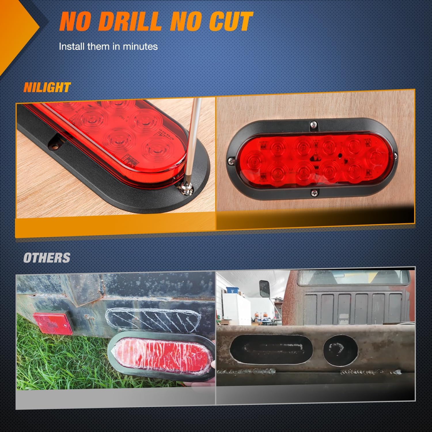 6 Inch Oval Red White LED Trailer Tail Lights - 6 Pack - Waterproof & Durable for Trucks, Trailers, RVs - Perfect for Night Driving & Safety Upgrades