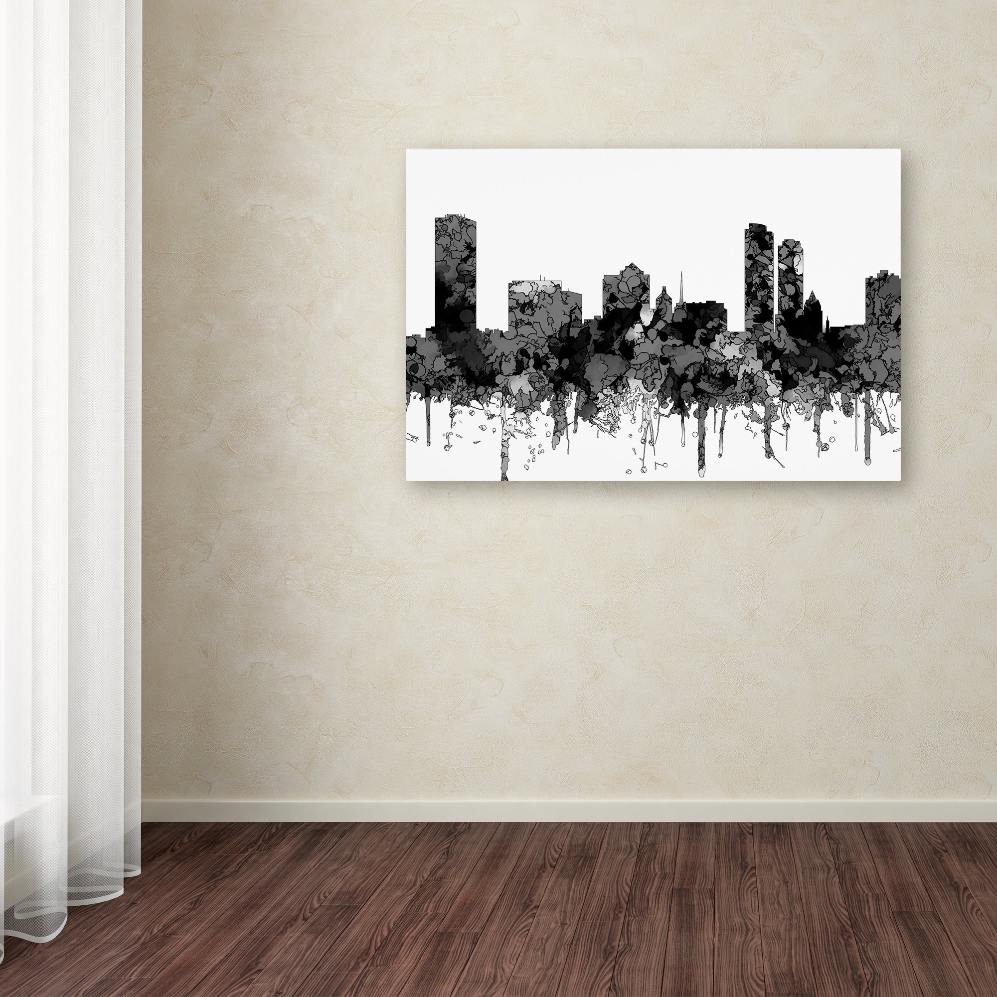 Milwaukee Wisconsin Skyline Black & White Art Print by Marlene Watson - 22x32 Inch Wall Decor for Home, Office & Gifts | Urban Landscape Poster for Living Room, Bedroom & Office Spaces