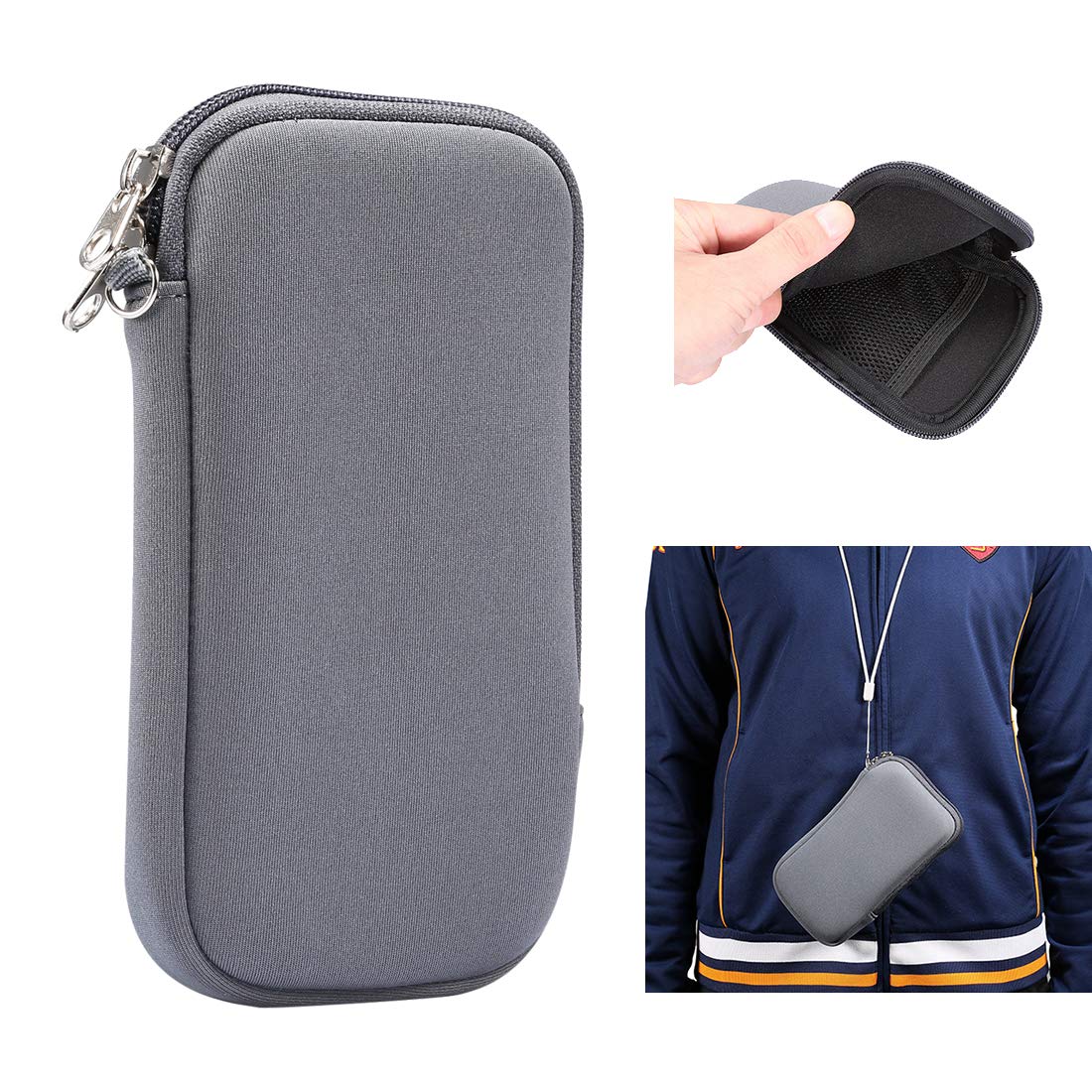 ZORSOME Neoprene Phone Pouch for iPhone 12 Mini/SE 2020/11 Pro - Waterproof Zipper Case with Lanyard for Travel & Gym
