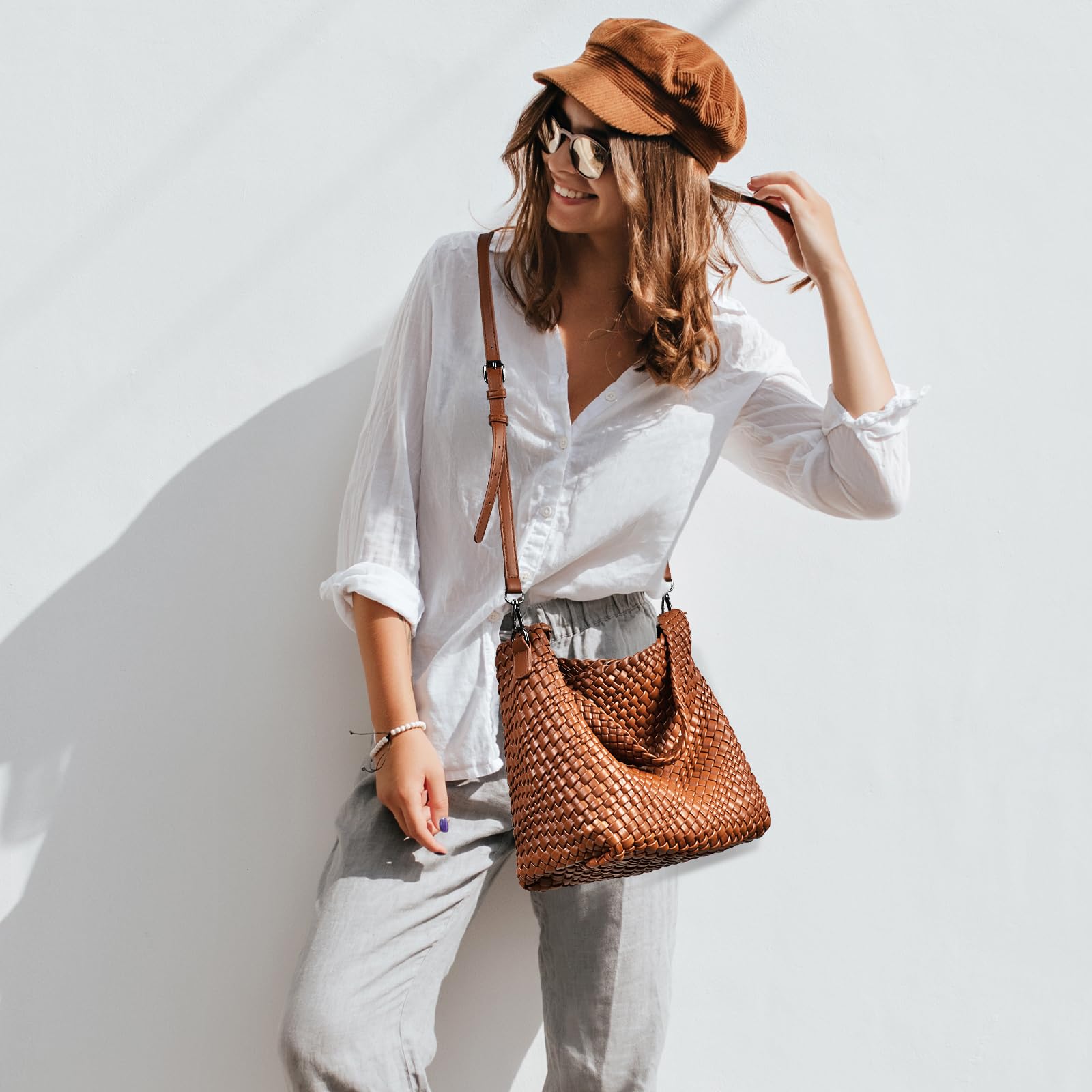 Stylish Vegan Leather Woven Tote Bag for Women - Handmade Retro Beach Bag with Large Capacity | Perfect for Summer Travel, Shopping & Casual Outings