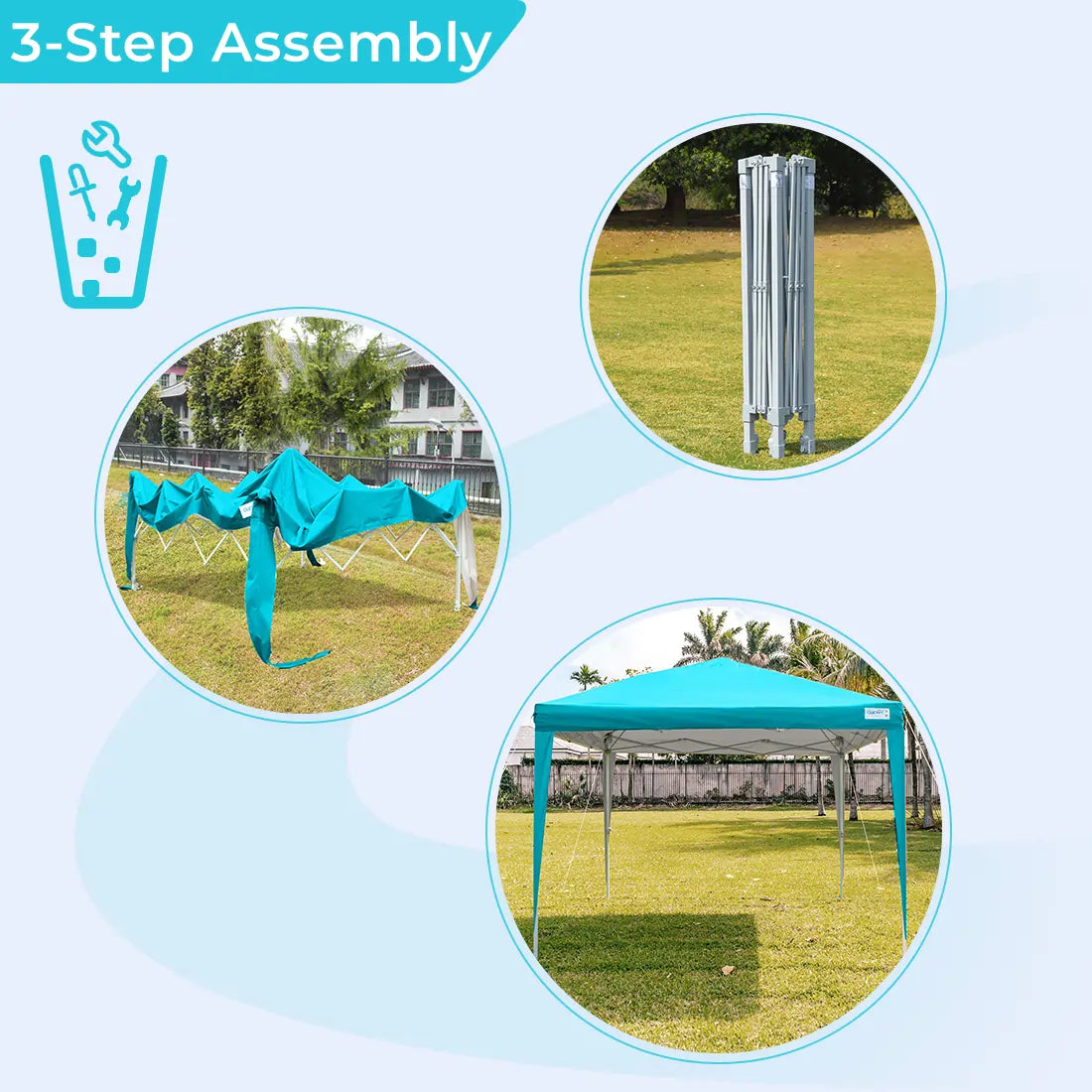 10' x 10' Instant Pop Up Canopy Tent with No Side Walls - Portable Outdoor Shelter for Camping, Beach, Picnics & Backyard Parties