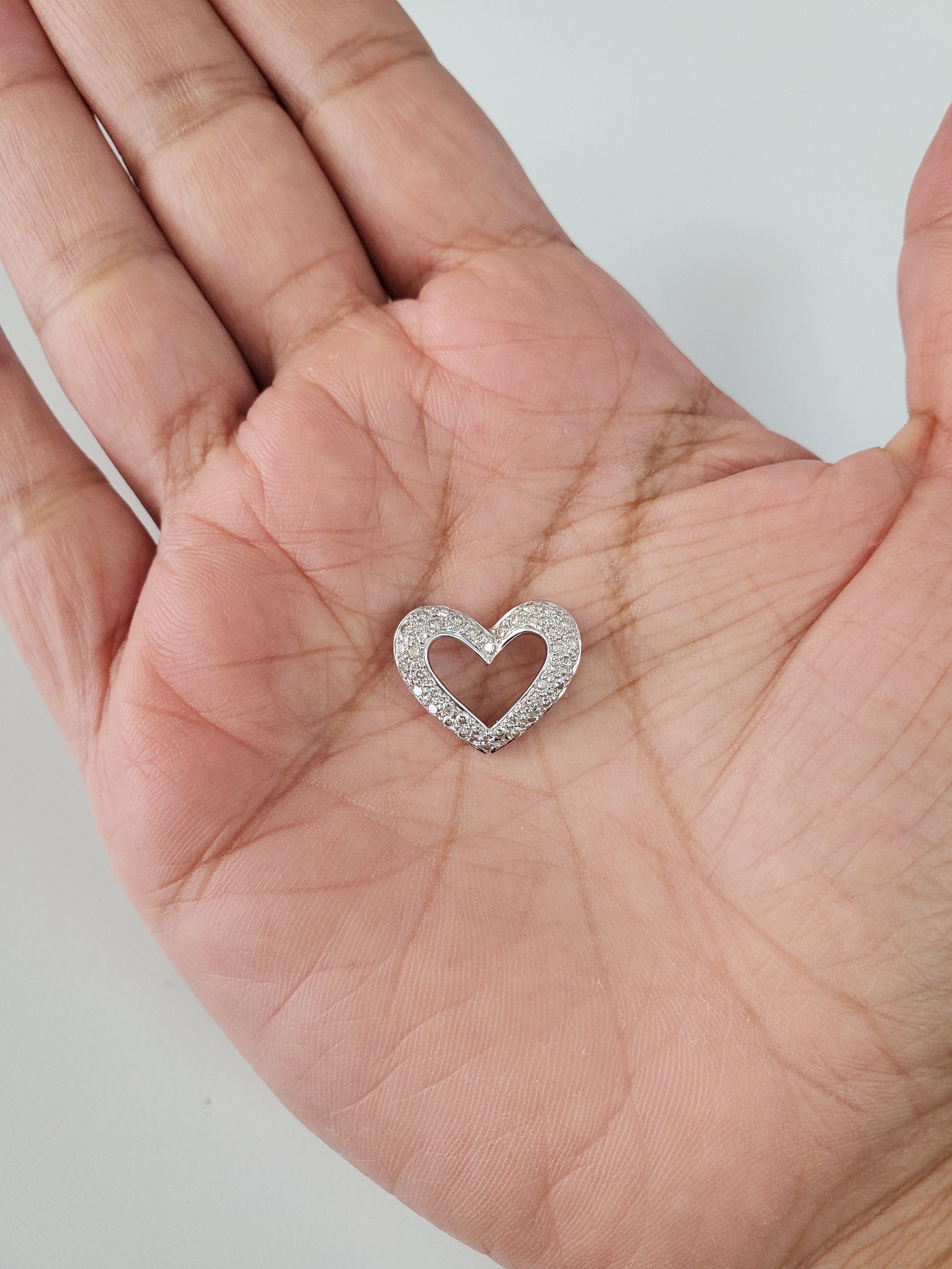 1.00cttw Heart Shaped Pave Diamond Necklace - 14K White Gold Valentine's Gift for Her, Anniversary Jewelry, Romantic Proposal Present
