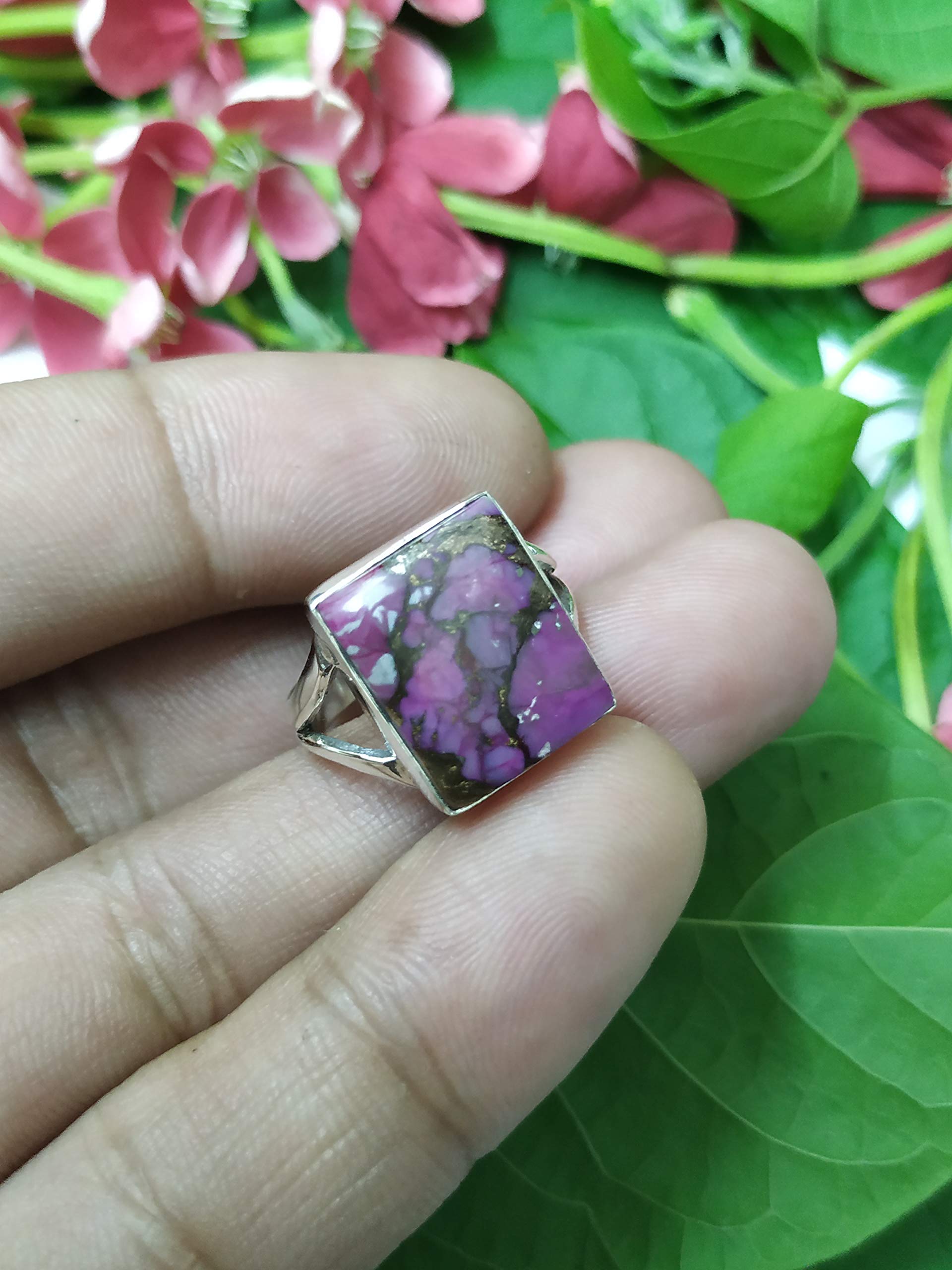 925 Sterling Silver Purple Copper Turquoise Ring - December Birthstone Jewelry, Handmade Boho Gypsy Style Ring for Women    Perfect for Weddings, Bridesmaid Gifts, Promise Rings & Gothic Fashion Accessories