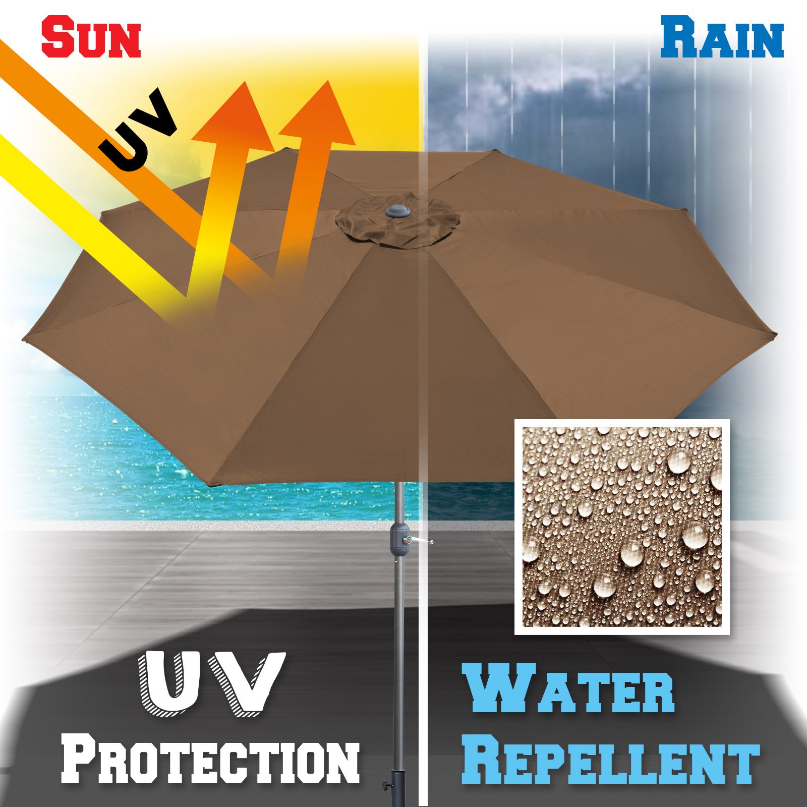 BenefitUSA 9ft Patio Umbrella with Tilt & Crank - Outdoor Sunshade for Garden & Market Use