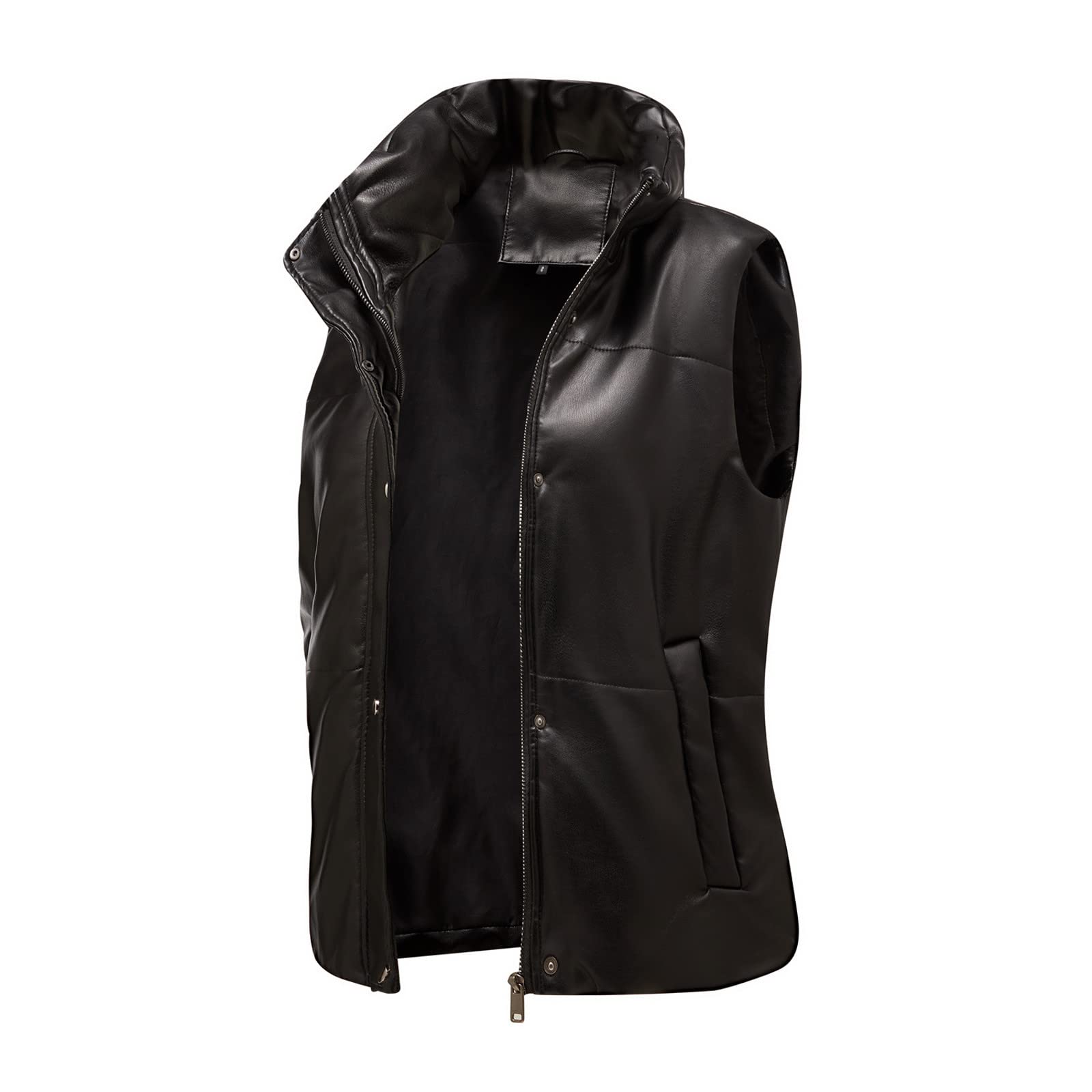 Stylish Women's Faux Leather Jacket - Long Sleeve Zippered Fitted Coat for Fall | Perfect for Casual Outings, Date Nights & Layering with Tanks or Vests