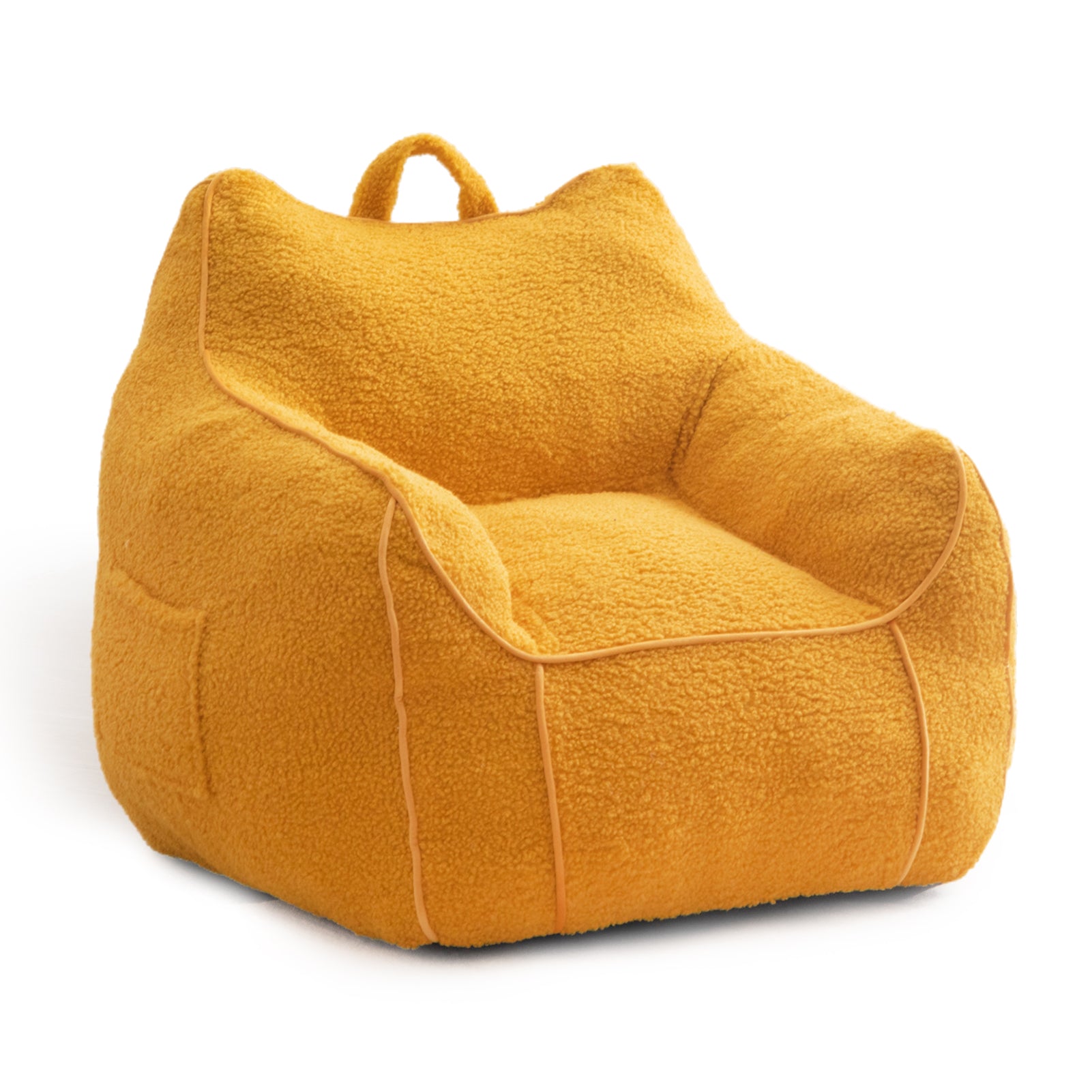 MAXYOYO Kids Sherpa Bean Bag Chair & Couch - Soft Plush Comfort with Decorative Edges for Children's Room, Nursery, Playroom (Lemon Yellow) - Perfect for Reading, Gaming & Relaxing