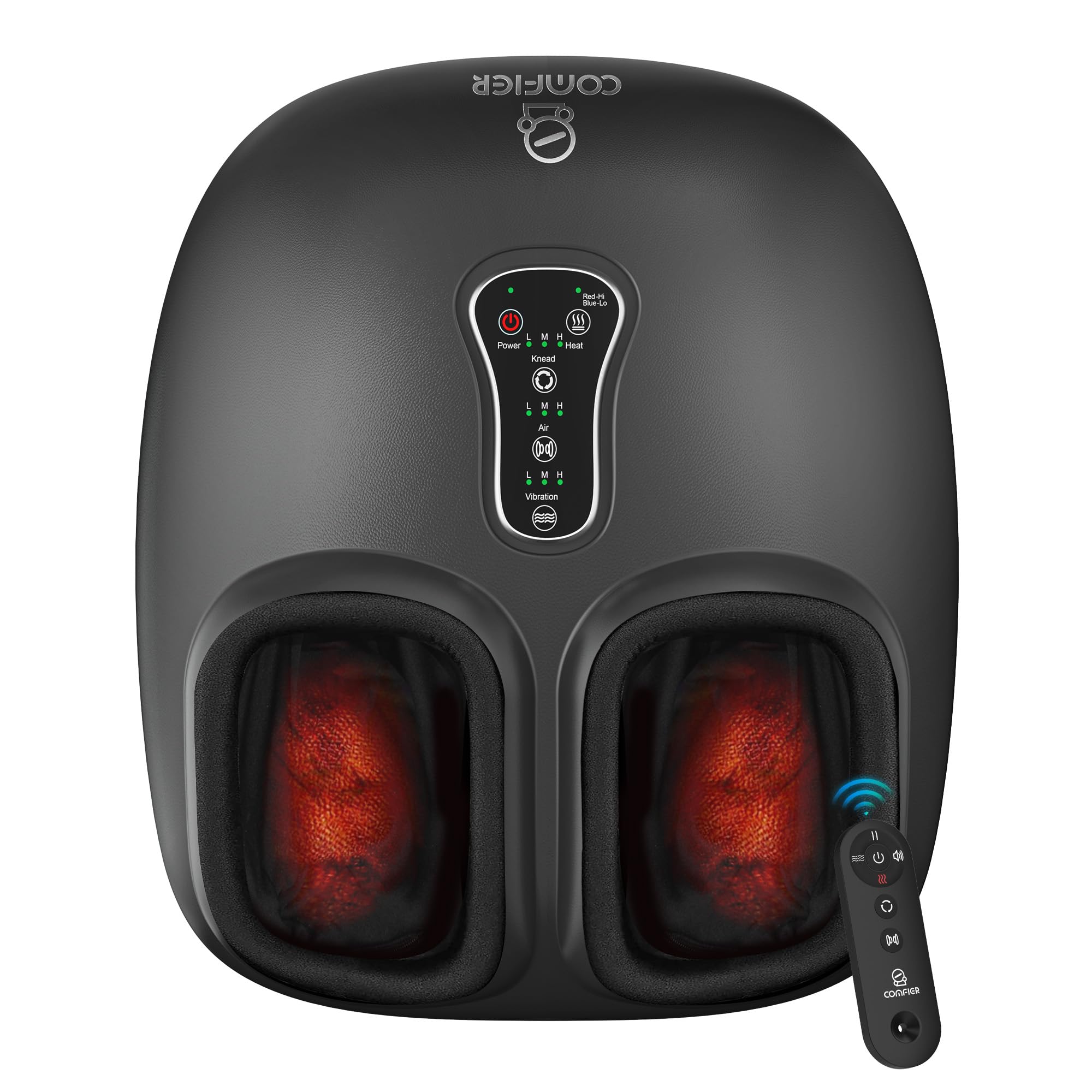 COMFIER 2024 Upgraded Shiatsu Foot Massager with Remote Control - Heated, Compression & Vibration Therapy for Neuropathy & Plantar Fasciitis Relief - Fits US Size 13 - Perfect for Home Relaxation & Pain Relief After Workouts