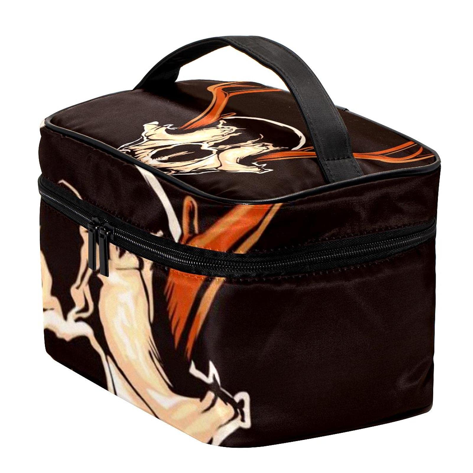 Vintage Skull Cosmetic Bag for Women - Travel Makeup Organizer with Zipper, Perfect for Girls' Toiletry & Gifts