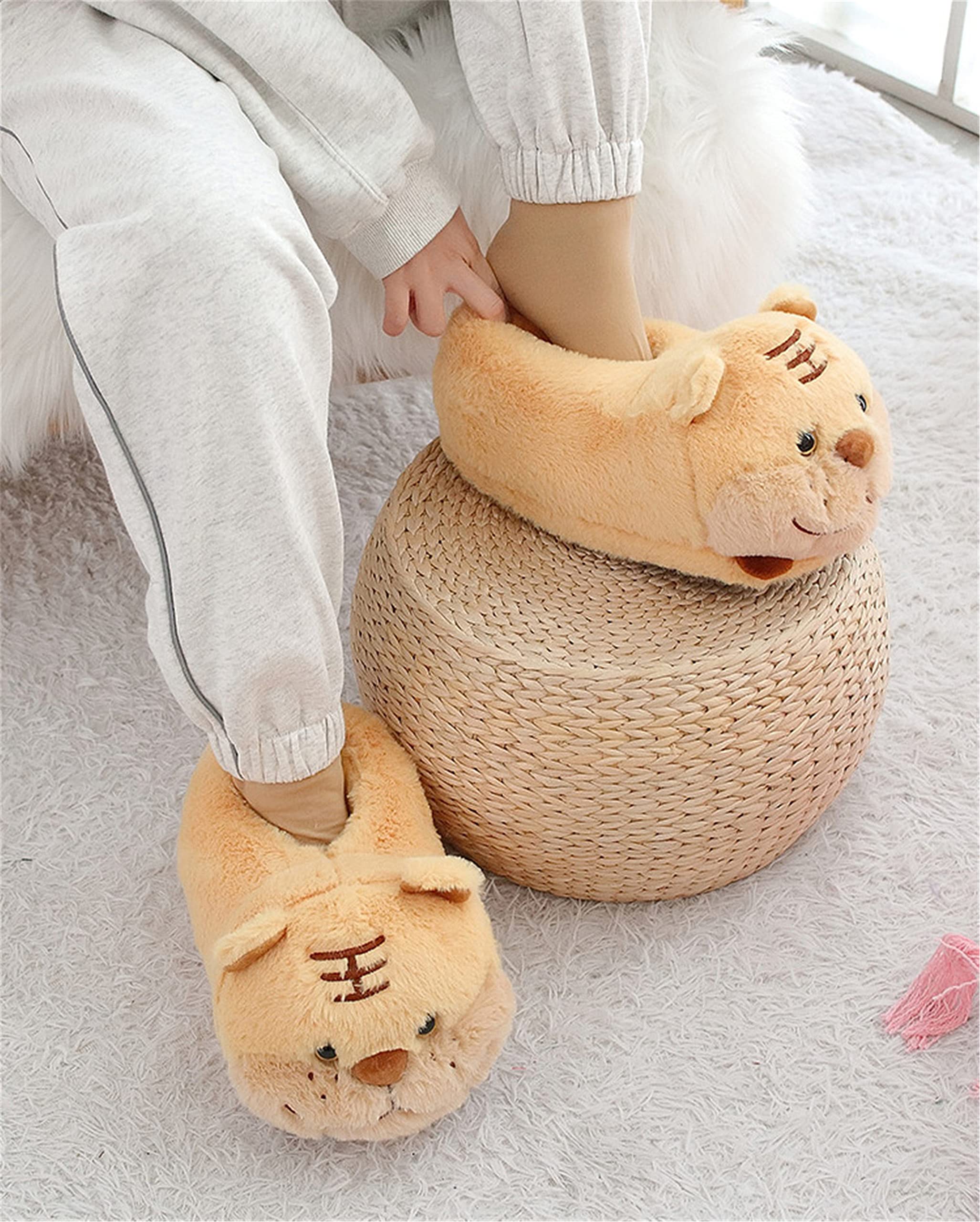 Cute Pig Cartoon Animal Home Furry Slippers for Women - Warm Winter House Shoes with Non-Slip Sole | Cozy Indoor/Outdoor Wear for Lounge, Bedroom & Gift Giving