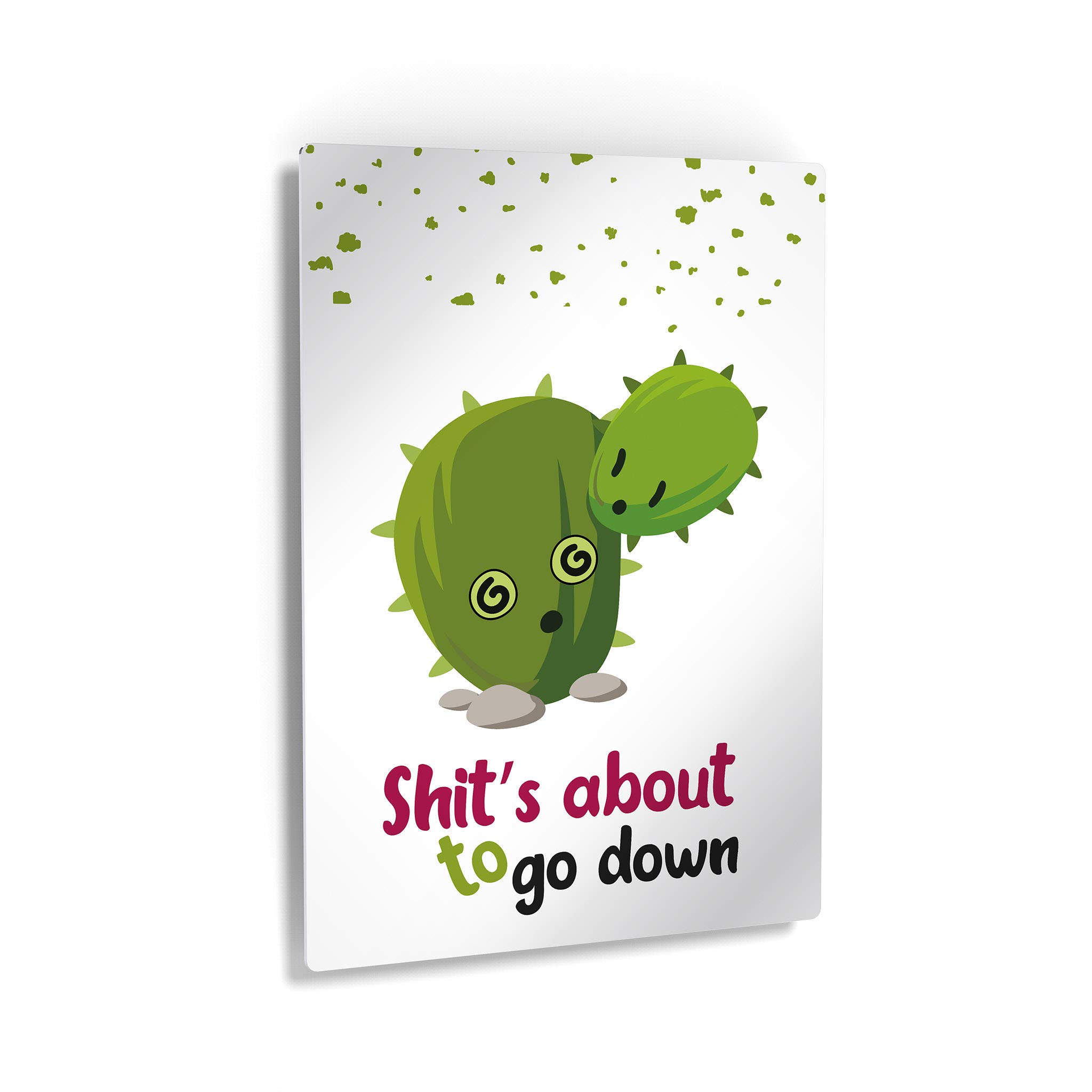 Funny Bathroom Wall Art - 'Shits About to Go Down' Metal Print Sign | Kids Bathroom Decor, Ready to Hang Home Decoration (40x30 inches) | Perfect for Bathroom, Kids Room & Humorous Home Decor | Made in USA