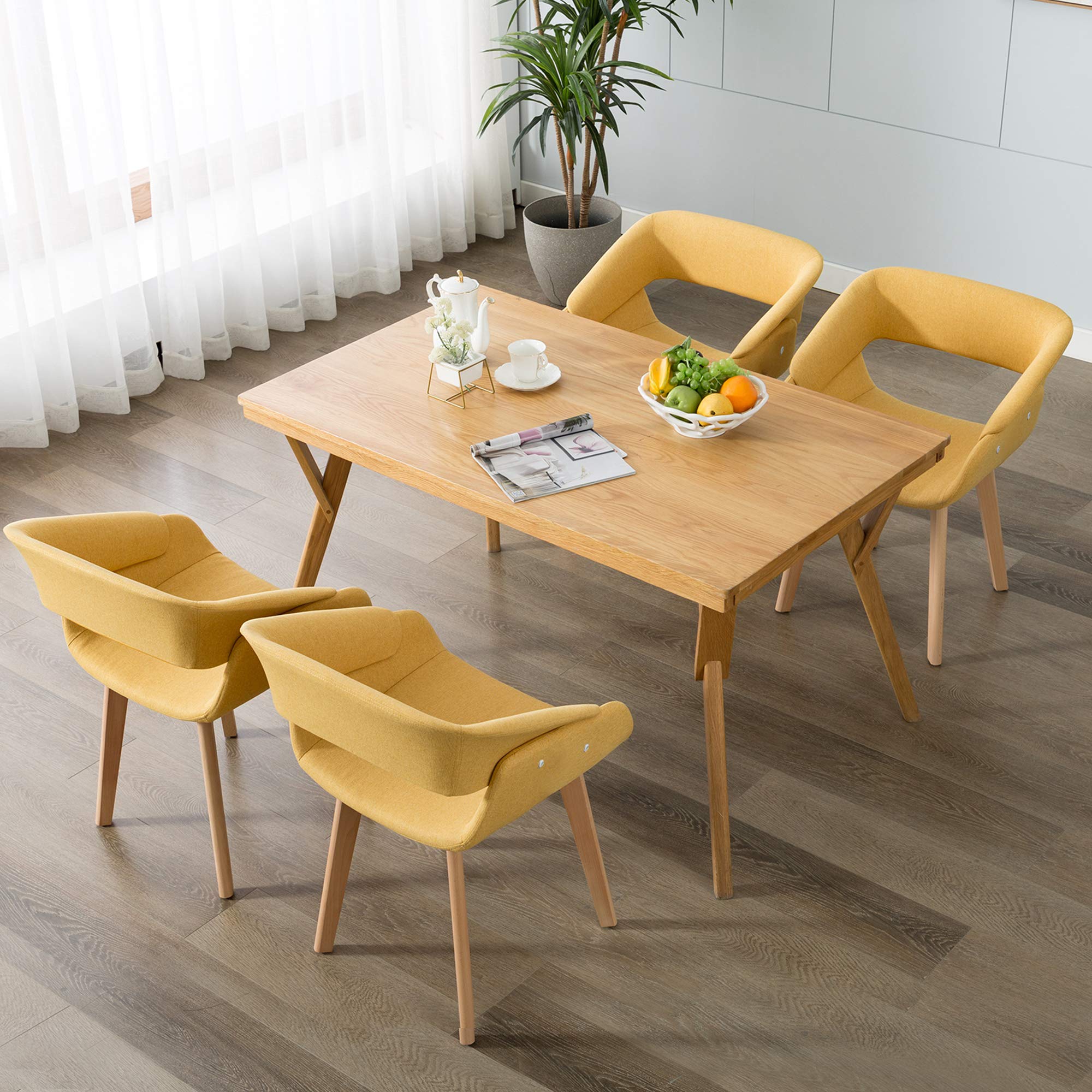 **Ivinta Dining Chairs Set of 2 - Modern Upholstered Fabric Kitchen Chairs with Solid Wood Legs, Accent Chairs for Living Room, Restaurant & Home Decor (Yellow) - Perfect for Dining, Entertaining & Small Spaces**