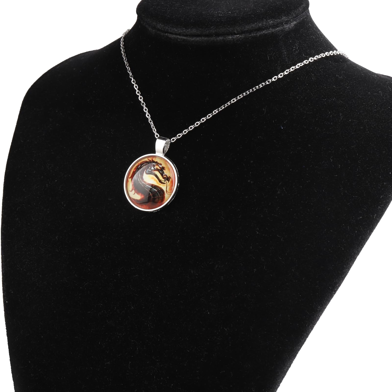 SEIRAA Ancient Dragon Pendant Necklace - Fantasy Game Jewelry for Cosplay, Gifts for Gamers & Movie Fans - Perfect for Gaming Events, Cosplay Costumes & Fantasy Themed Parties