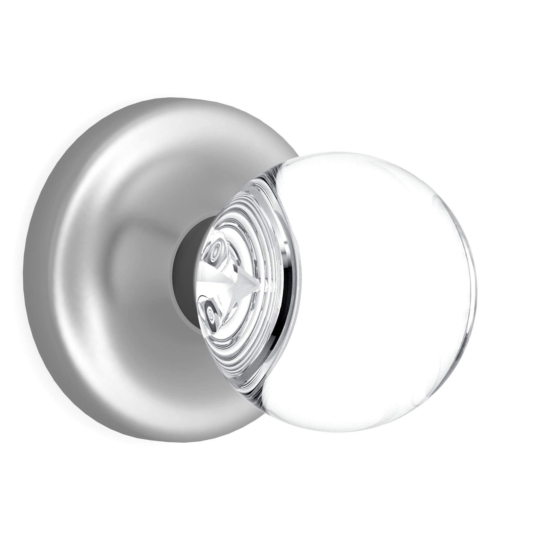 (7 Pack) Matte Chrome Privacy Round Ball Crystal Door Knobs with Round Rosette - Perfect for Bedroom, Bathroom & Closet Doors