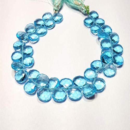 Sky Blue Topaz Quartz Faceted Heart Shape Beads - 9 Inch Strand, 11mm Size - Hydro Quartz Beads for Jewelry Making - Perfect for Necklaces, Bracelets & DIY Craft Projects