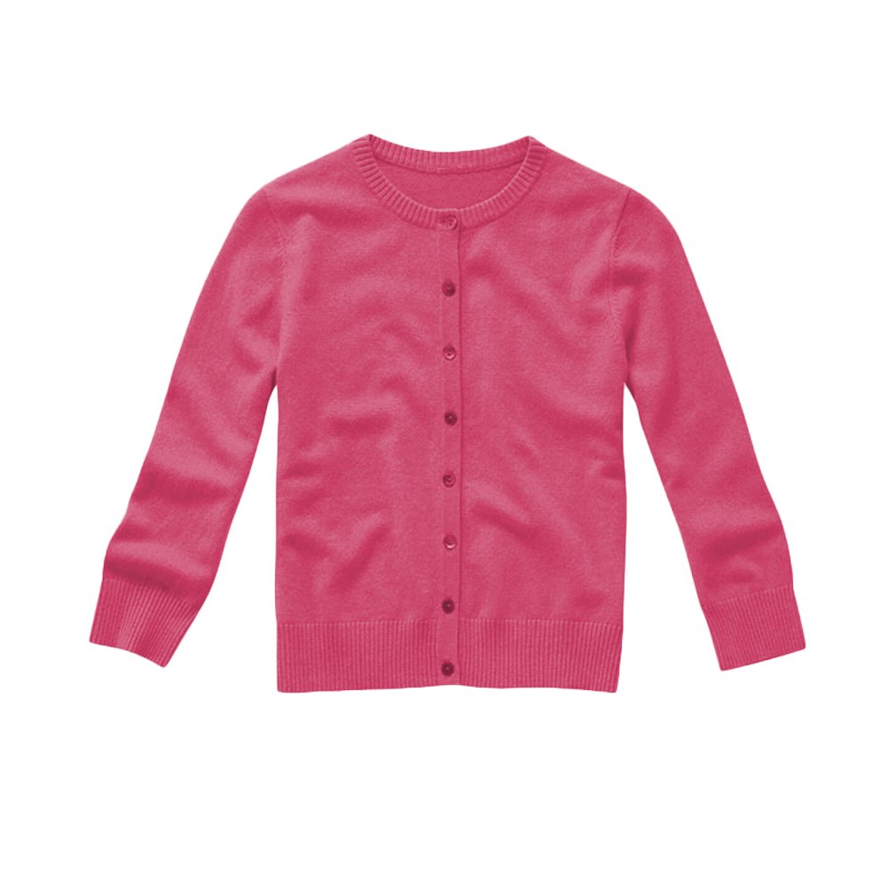 Parisbonbon Women's 100% Cashmere Sweater - Soft Crew Neck Cardigan in Hot Pink, Size Large - Perfect for Office Wear & Casual Outfits