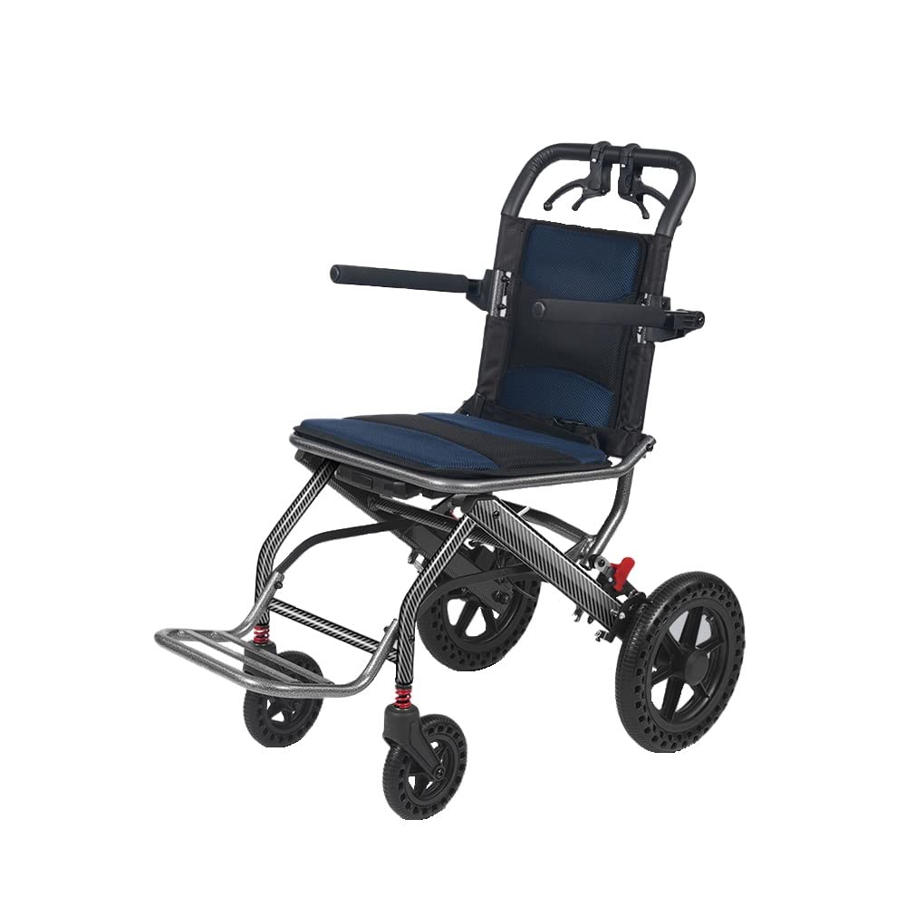 Ultra Lightweight 18 Inch Portable Wheelchair for Adults & Kids - Foldable Travel Wheelchair with Hand Brake for Seniors, Airplane Use & Daily Mobility