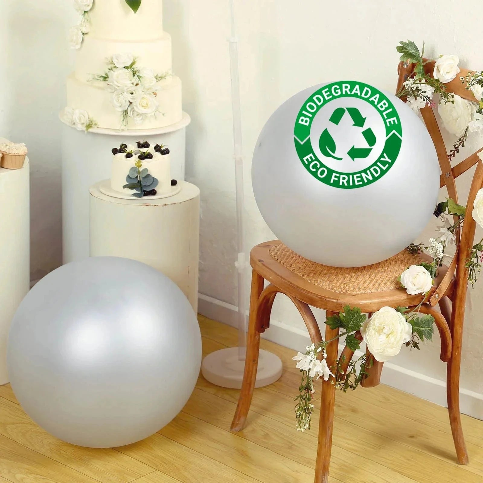 5 Pack Shiny Pearl Biodegradable Party Balloons - Eco-Friendly Wedding, Birthday & Baby Shower Decorations for Sustainable Celebrations