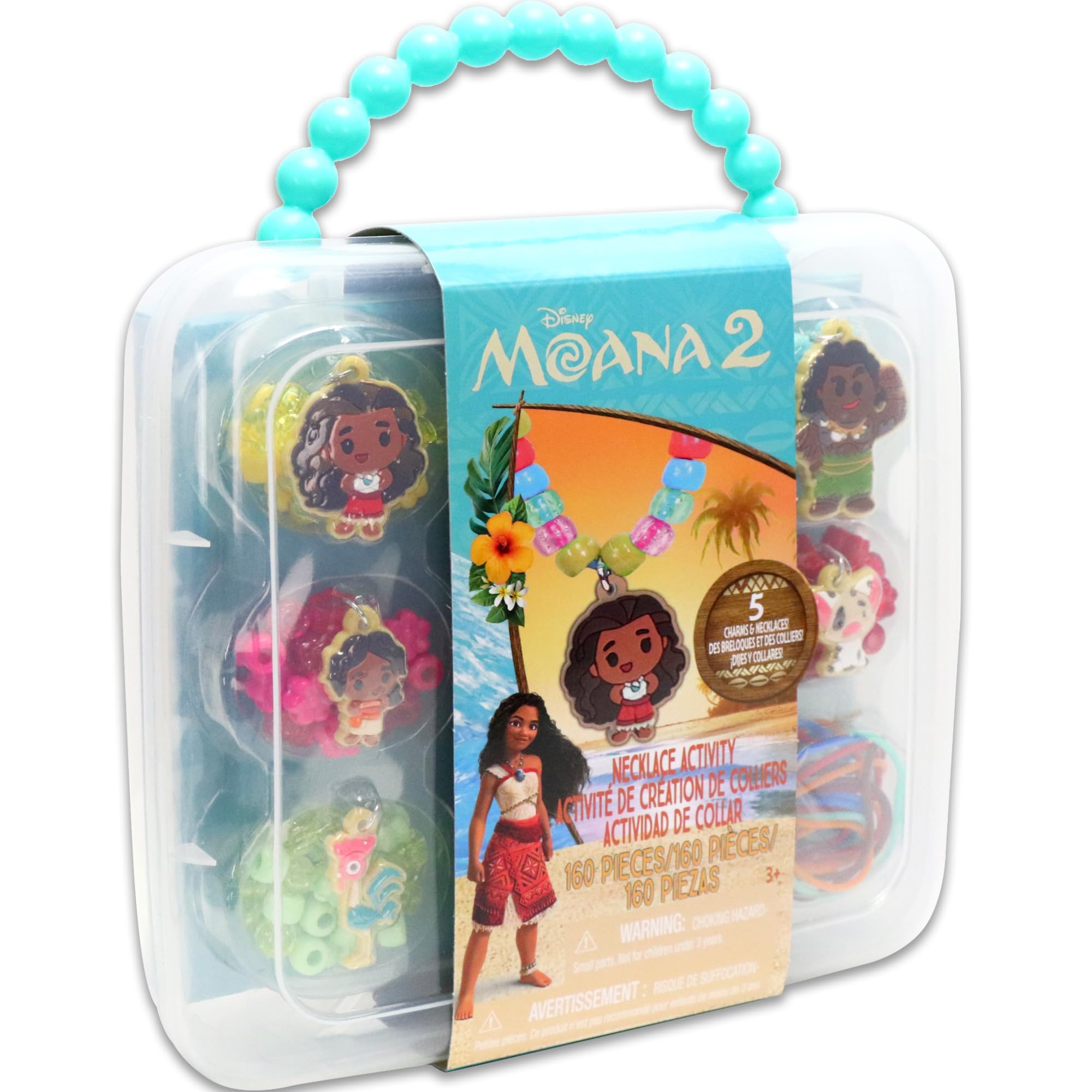 Disney Moana Necklace Activity Set for Kids - Hawaiian Themed Jewelry Making Kit, Perfect for Birthday Parties, Arts & Crafts, and Role Play Dress Up