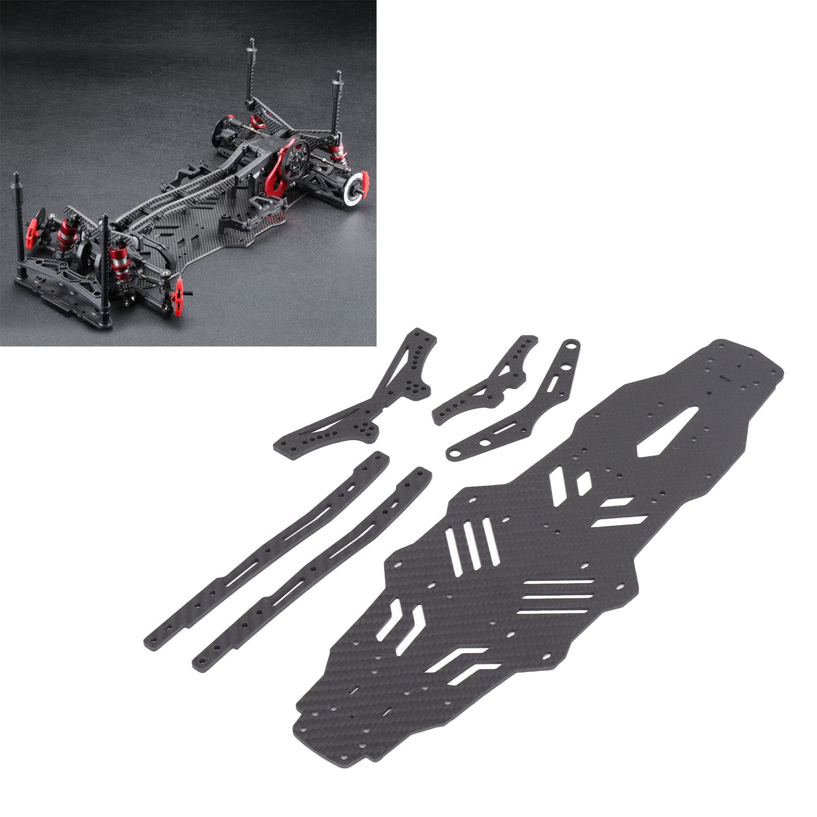 Carbon Fiber RC Car Chassis Upgrade Kit for RMX2.0S 1/10 Scale Drift Car - High Performance Replacement Parts for Racing & Drifting Scenes
