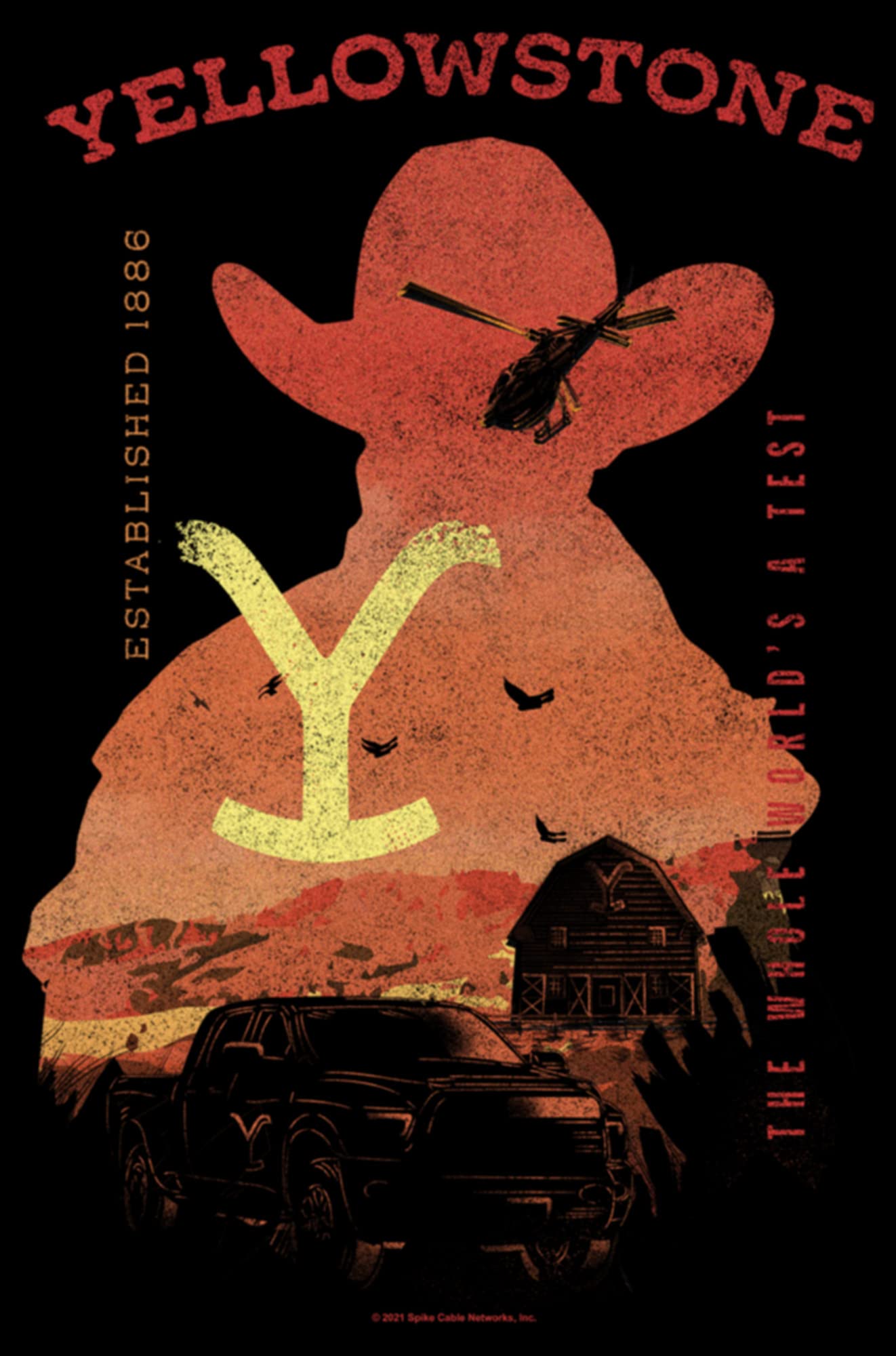Yellowstone Sunset Silhouette John Dutton & Truck Graphic T-Shirt for Men - Western TV Show Inspired Casual Tee for Fans, Outdoor Activities, and Everyday Wear