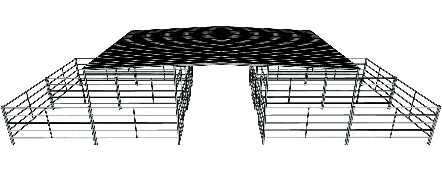 50 Ft x 20 Ft 5-Rail 4-Stall Horse Barn Kit with 30 Ft x 20 Ft Gable Roof - Durable Prefab Stable for Equestrian, Livestock Shelter & Farm Storage