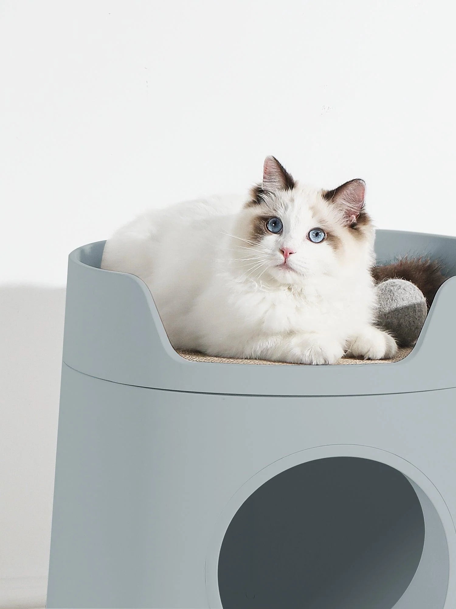 XL Castle 2-in-1 Front Entry Cat Litter Box with Scratch Basin - Morandi Green | Large Enclosed Litter Box for Indoor Cats | Odor Control & Privacy Design for Home & Apartment Use
